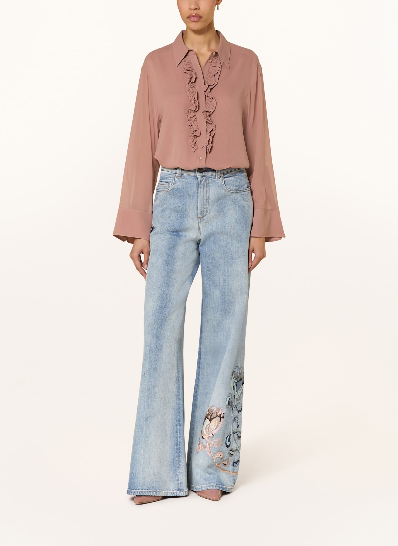DOROTHEE SCHUMACHER Seidenbluse SHEER DREAMS mit Rüschen: ALTROSA