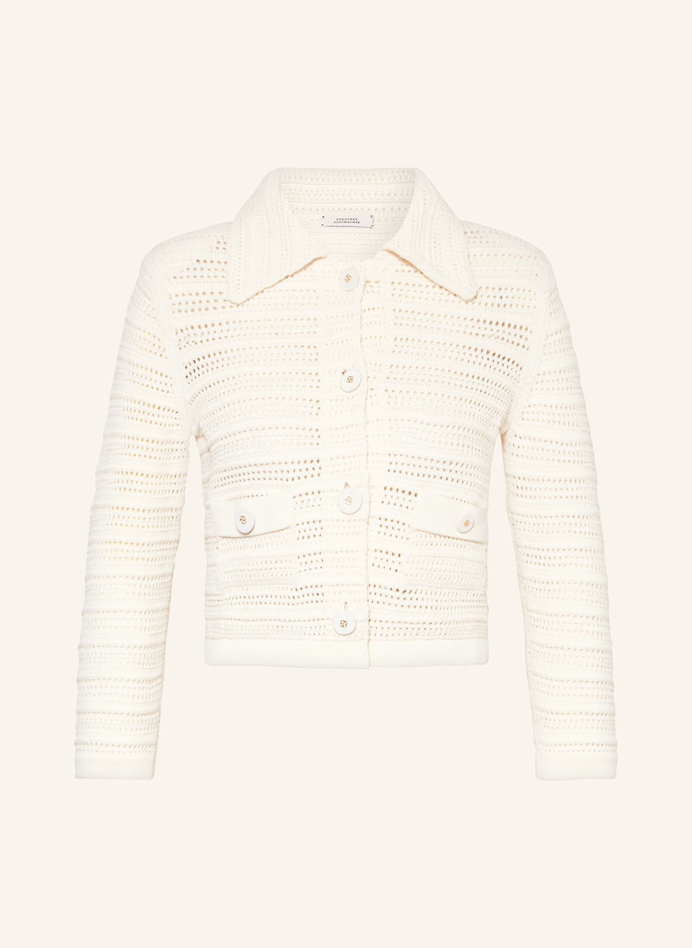 DOROTHEE SCHUMACHER Strickjacke PRECISE POINTELLE mit 3/4-Arm: ECRU