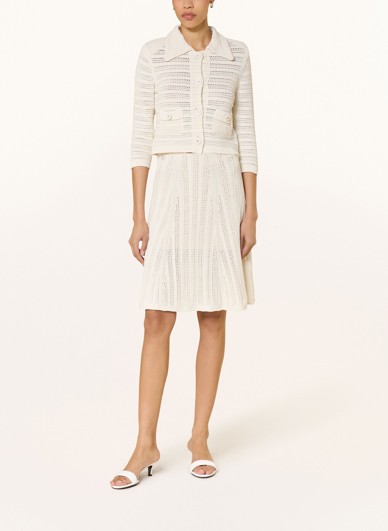 DOROTHEE SCHUMACHER Strickjacke PRECISE POINTELLE mit 3/4-Arm: ECRU