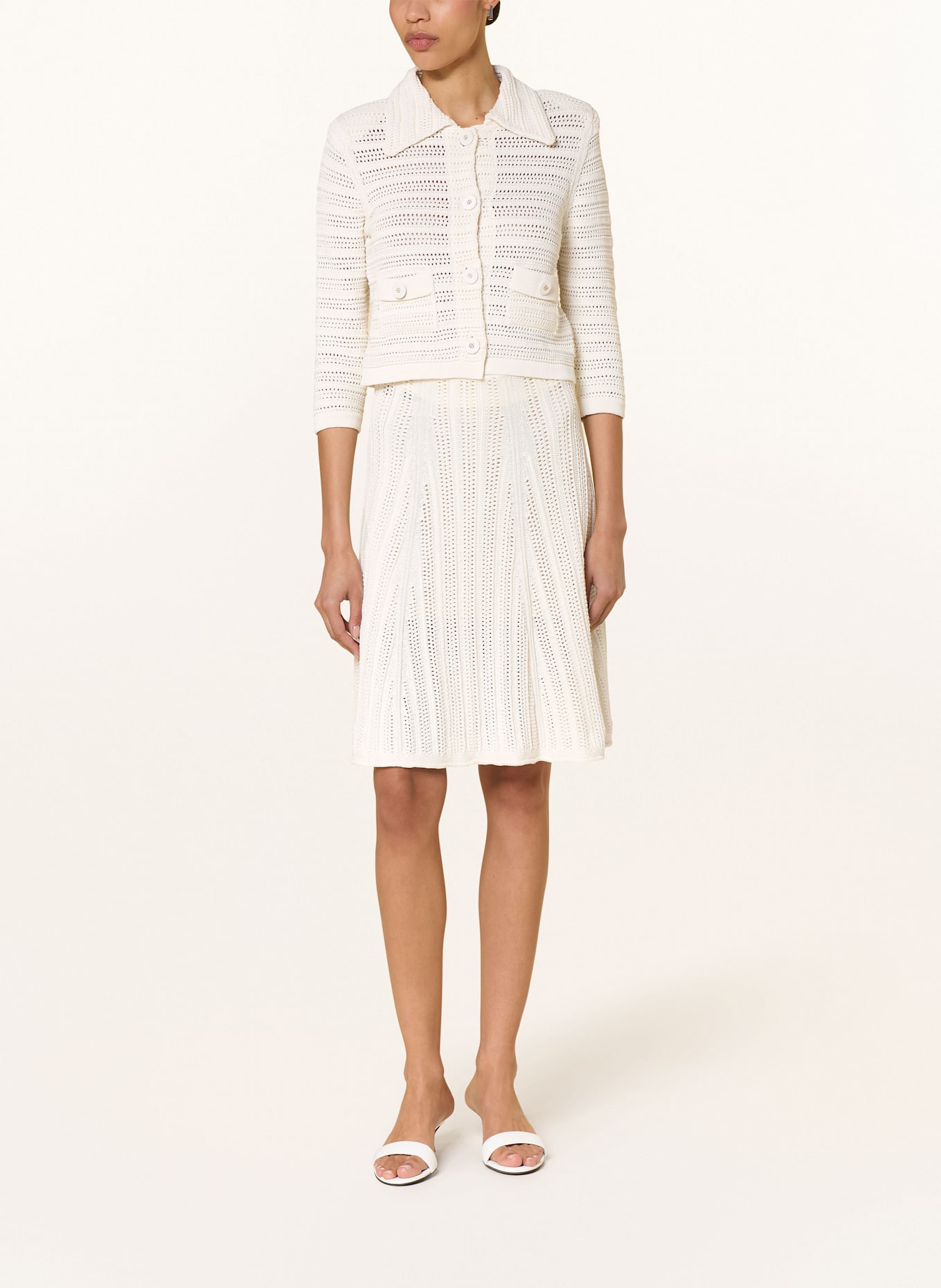 DOROTHEE SCHUMACHER Strickrock PRECISE POINTELLE: ECRU