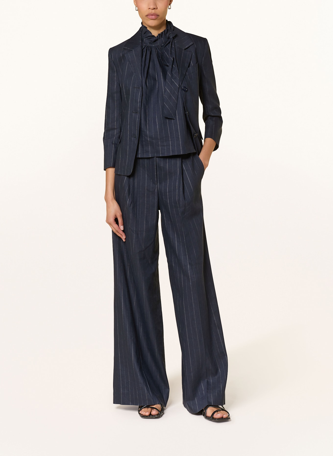 DOROTHEE SCHUMACHER Marlenehose MODERN SOPHISTICATION mit Leinen: DUNKELBLAU/ GRAU