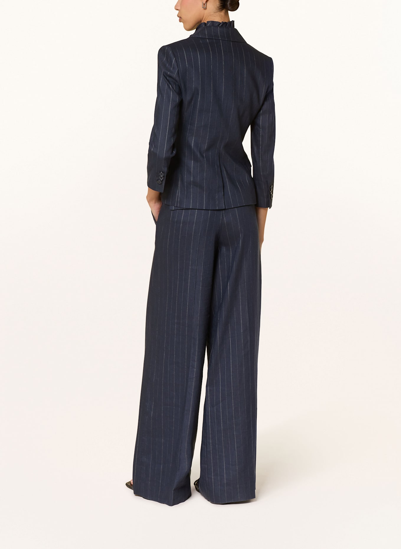 DOROTHEE SCHUMACHER Marlenehose MODERN SOPHISTICATION mit Leinen: DUNKELBLAU/ GRAU