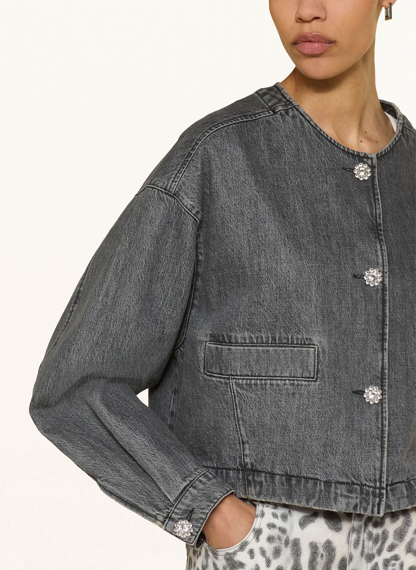 RIANI Jeansjacke mit Schmucksteinen: DUNKELGRAU