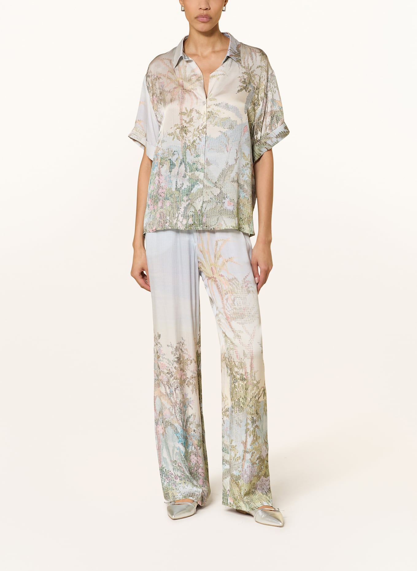 RIANI Satinbluse: GRÜN / BLAU / ORANGE