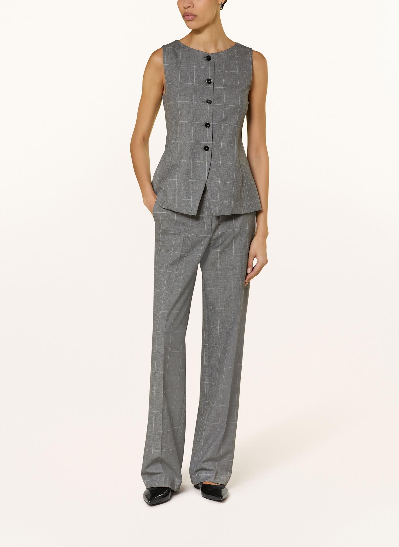 RIANI Wide leg trousers: DARK GRAY/ WHITE