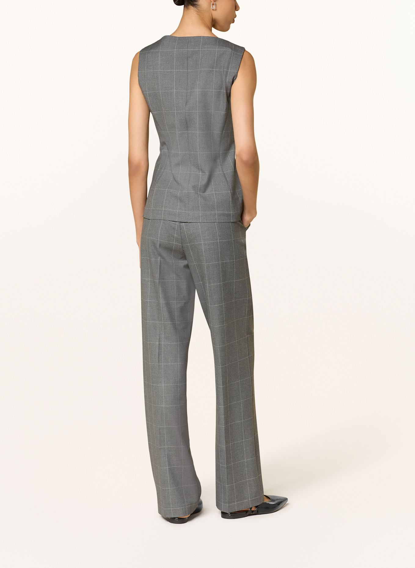 RIANI Wide leg trousers: DARK GRAY/ WHITE