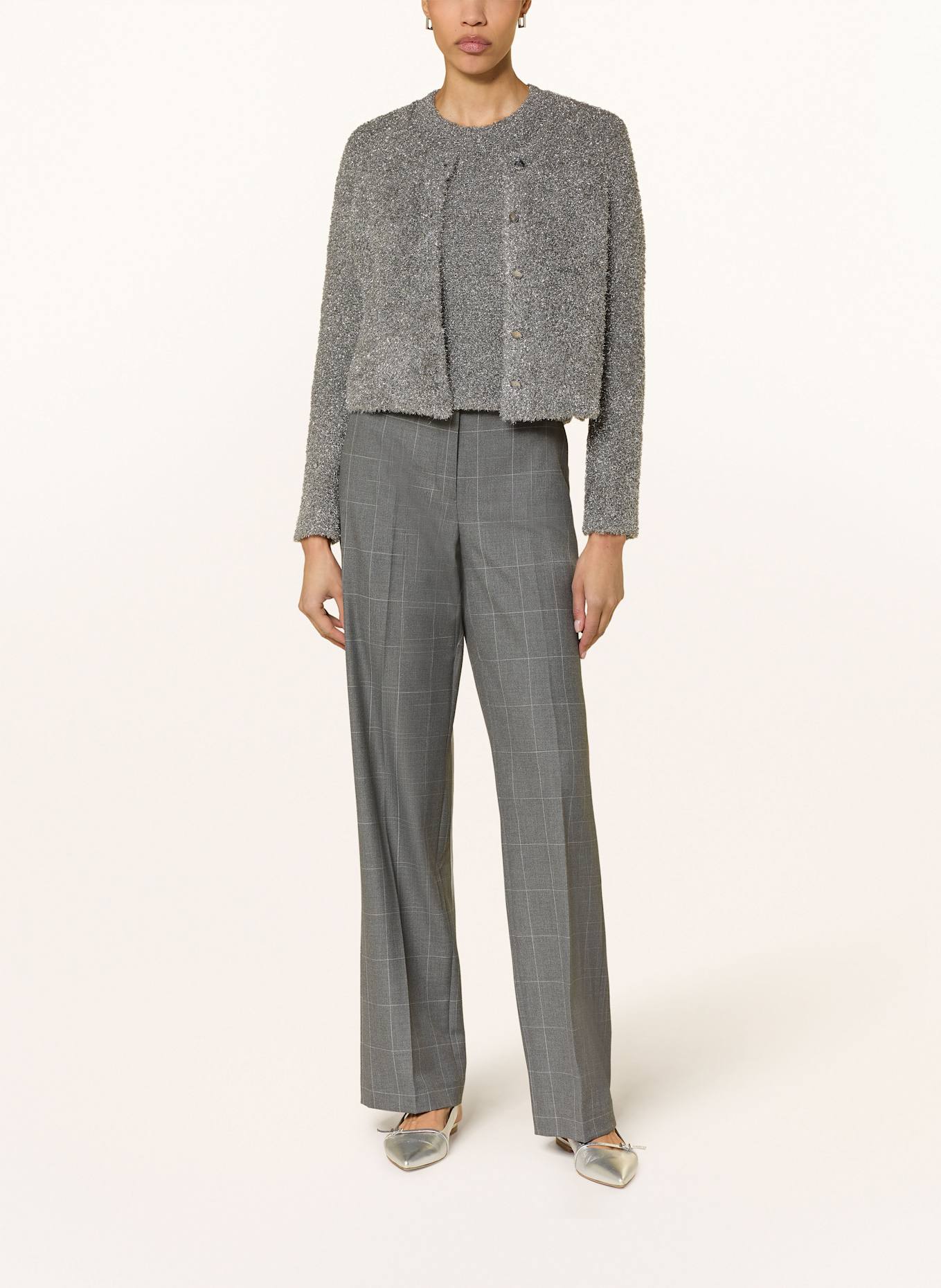 RIANI Strick-Shirt mit Glitzergarn: GRAU/ SILBER