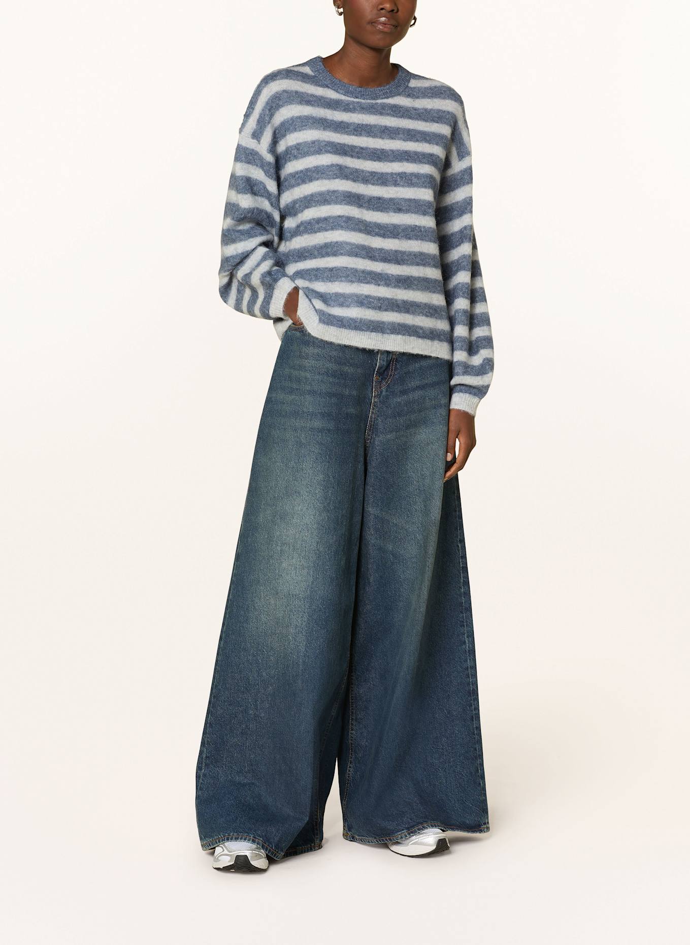 American Vintage Pullover mit Alpaka: BLAU/ HELLGRAU