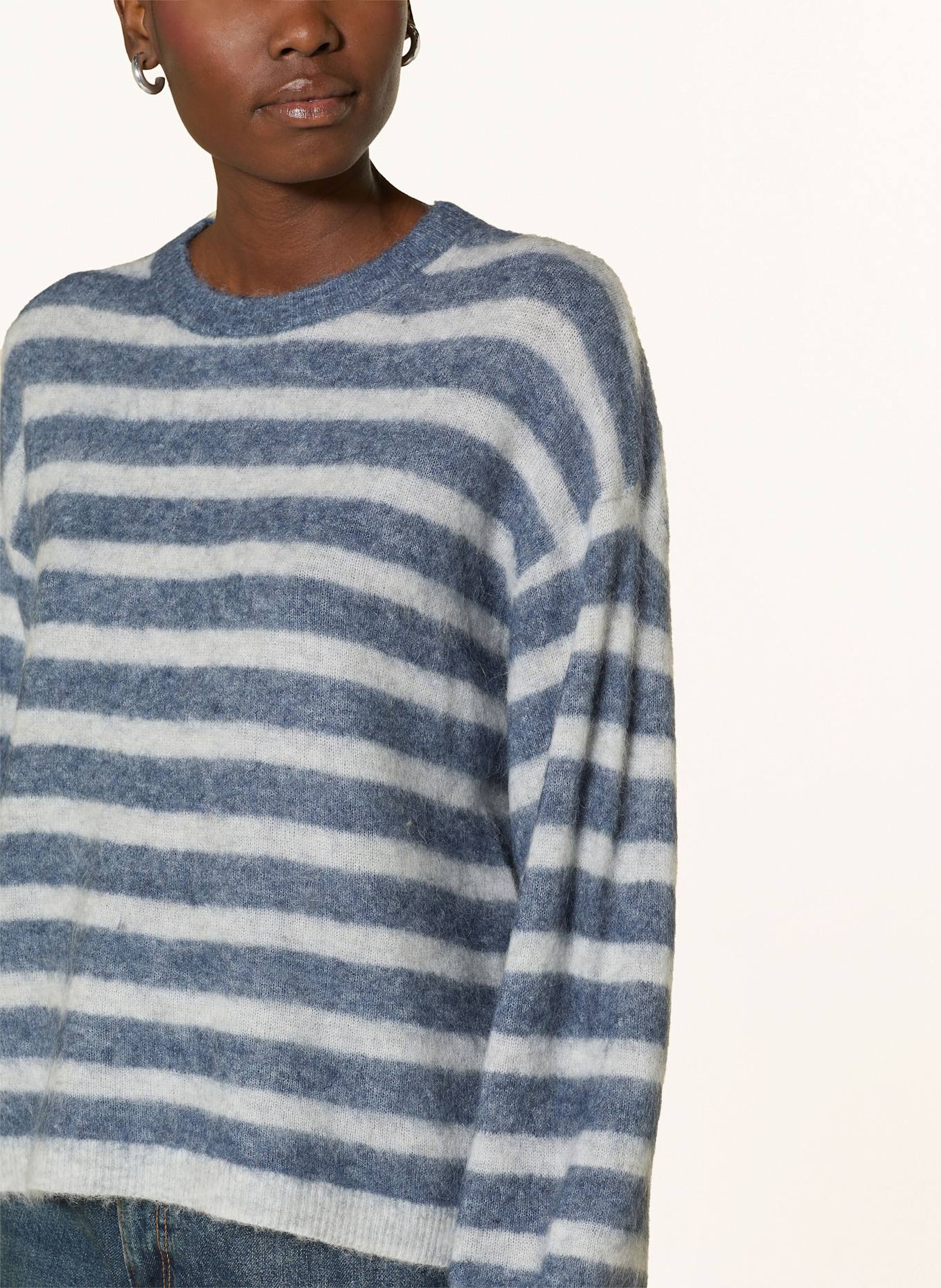 American Vintage Pullover mit Alpaka: BLAU/ HELLGRAU