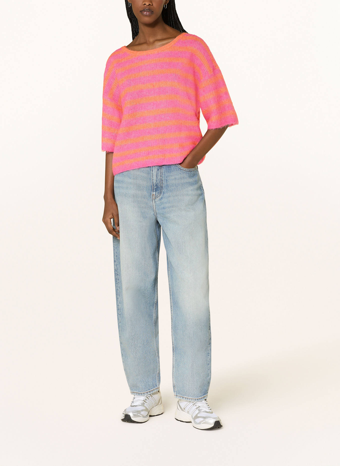 American Vintage Strickshirt NENYBAY: ORANGE/ PINK