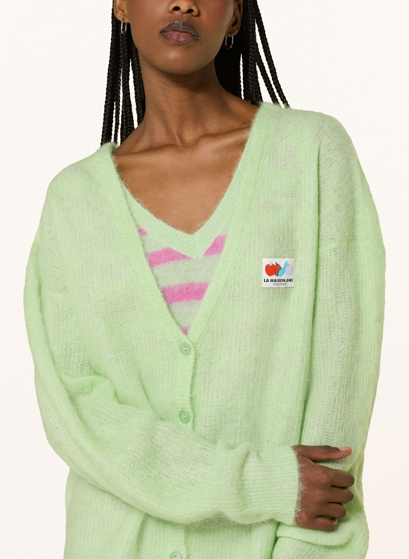 American Vintage Strickjacke NENBAY mit Alpaka: HELLGRÜN