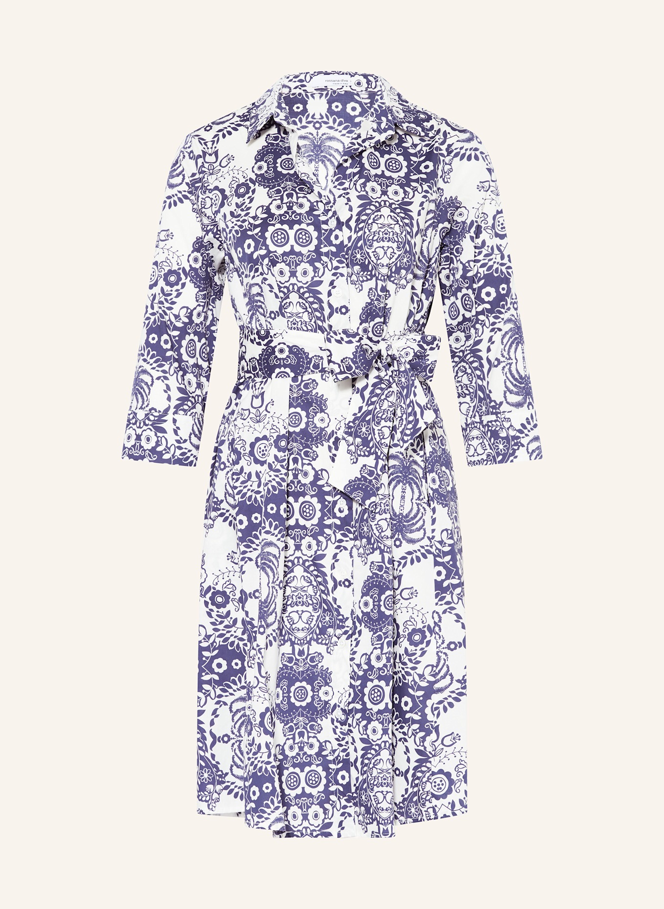 rossana diva Hemdblusenkleid mit 3/4-Arm: DUNKELBLAU / WEISS
