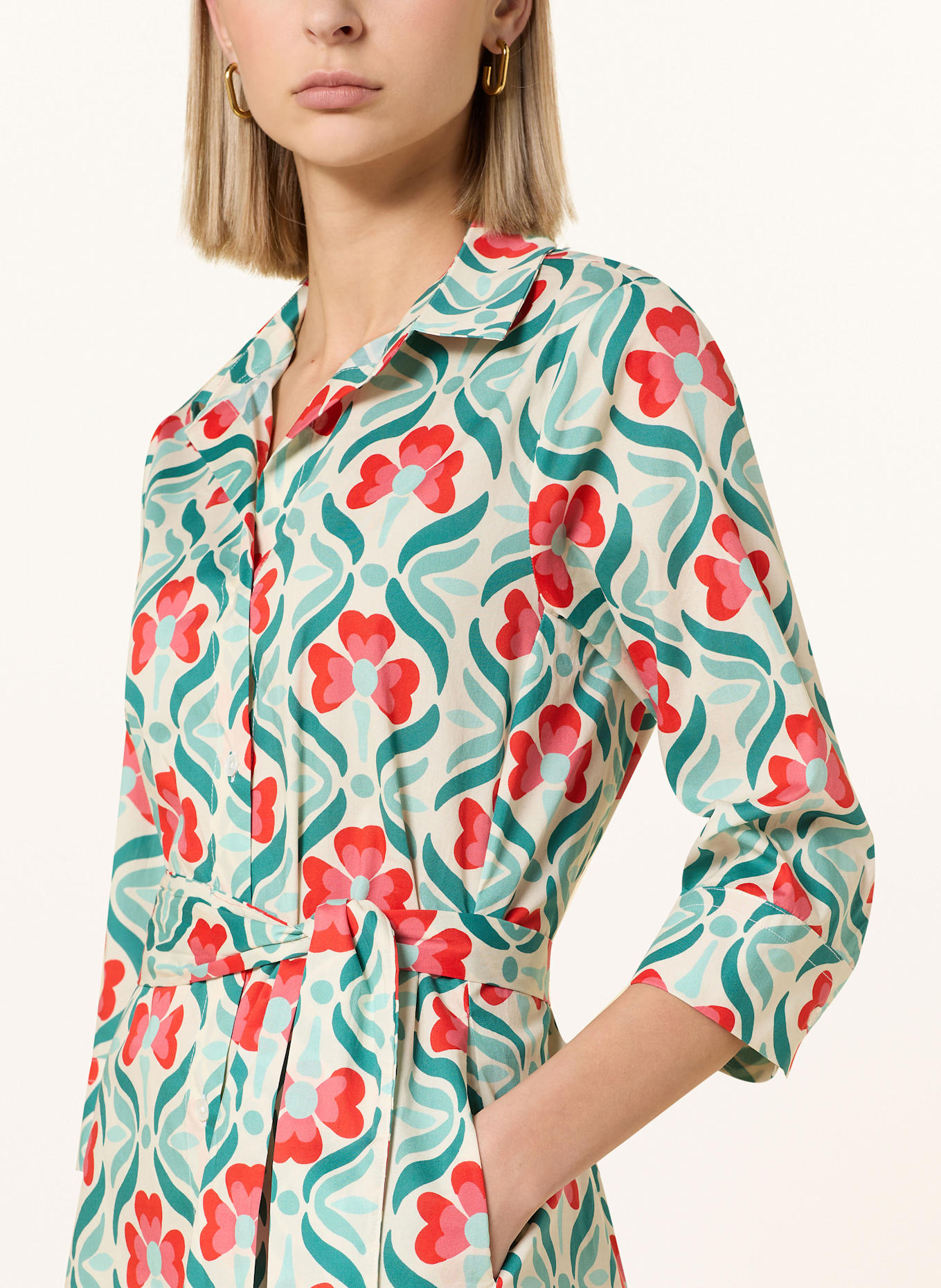 rossana diva Hemdblusenkleid mit 3/4-Arm: PETROL / MINT / ROT