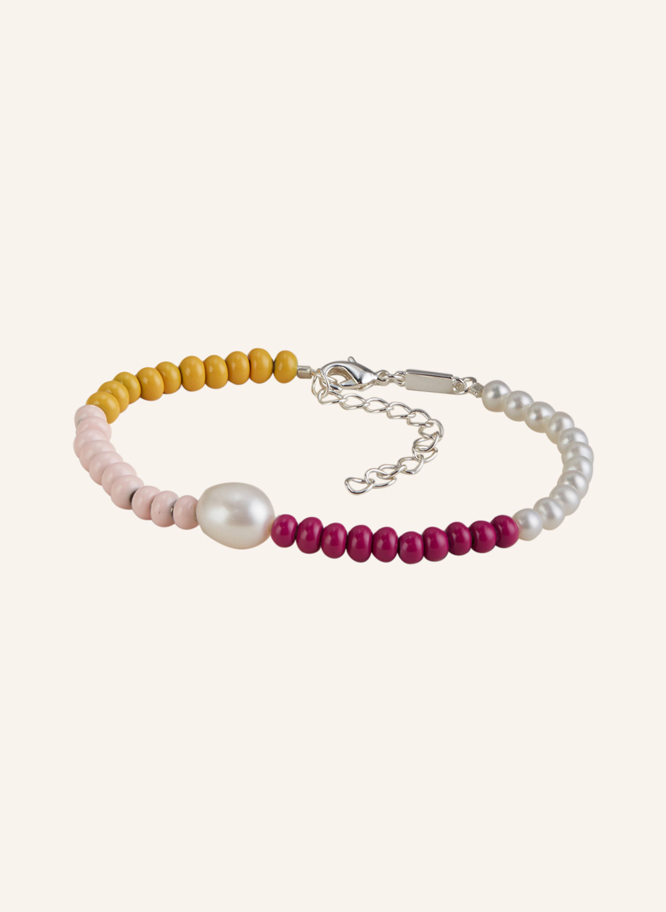 LULU Copenhagen COLOR BALL BRACELET PEARLS bracelet: WHITE / LIGHT PINK / FUCHSIA