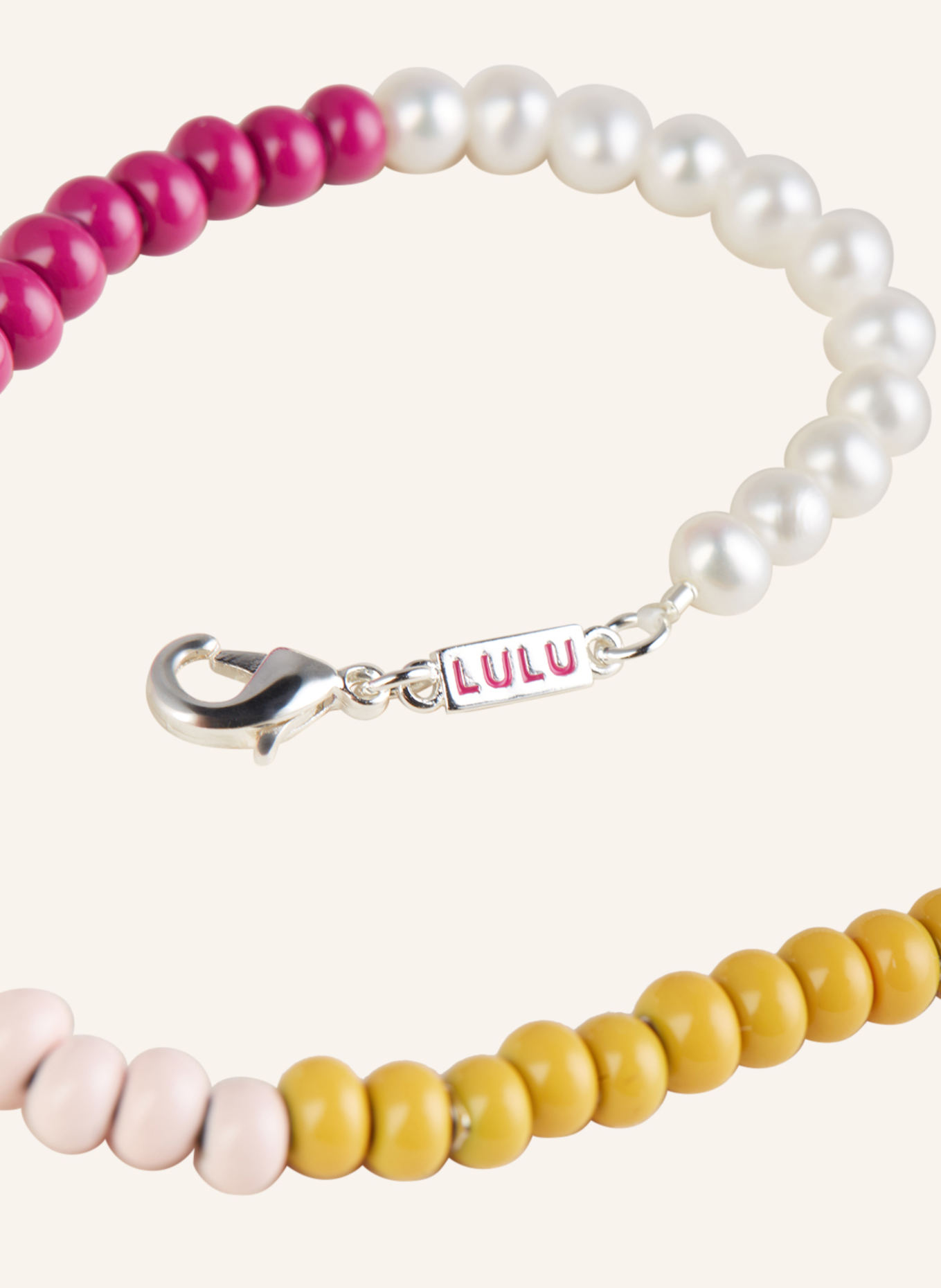 LULU Copenhagen COLOR BALL BRACELET PEARLS bracelet: WHITE / LIGHT PINK / FUCHSIA