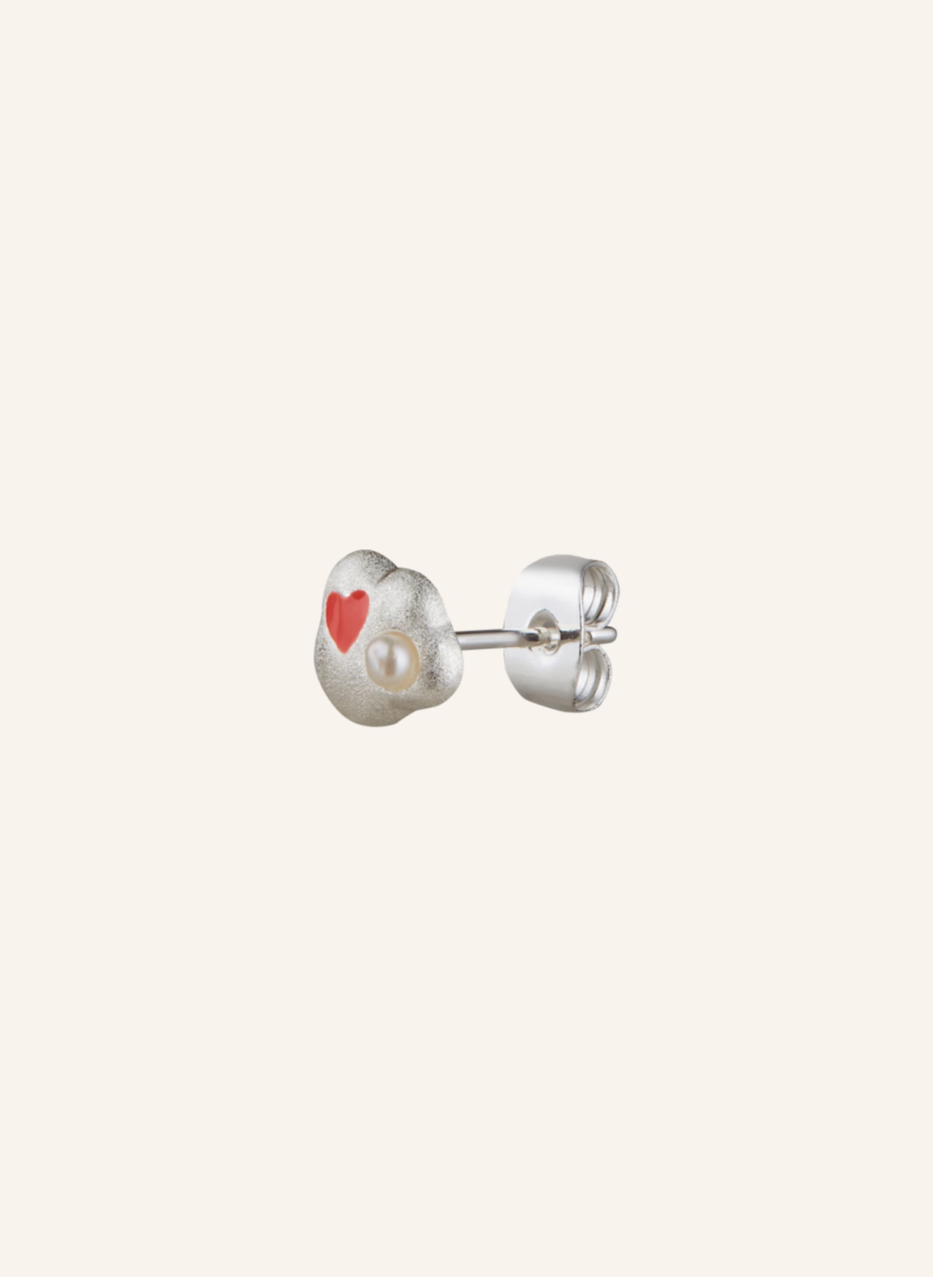 LULU Copenhagen Stud earrings MAGIC STONE HEART: SILVER / RED