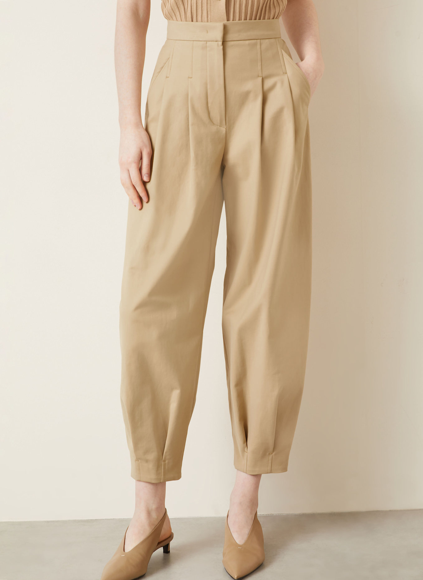 【関税＆送料込み】Max Mara Kabuki Cotton Trousers Cotton canvas trousers, sand | 