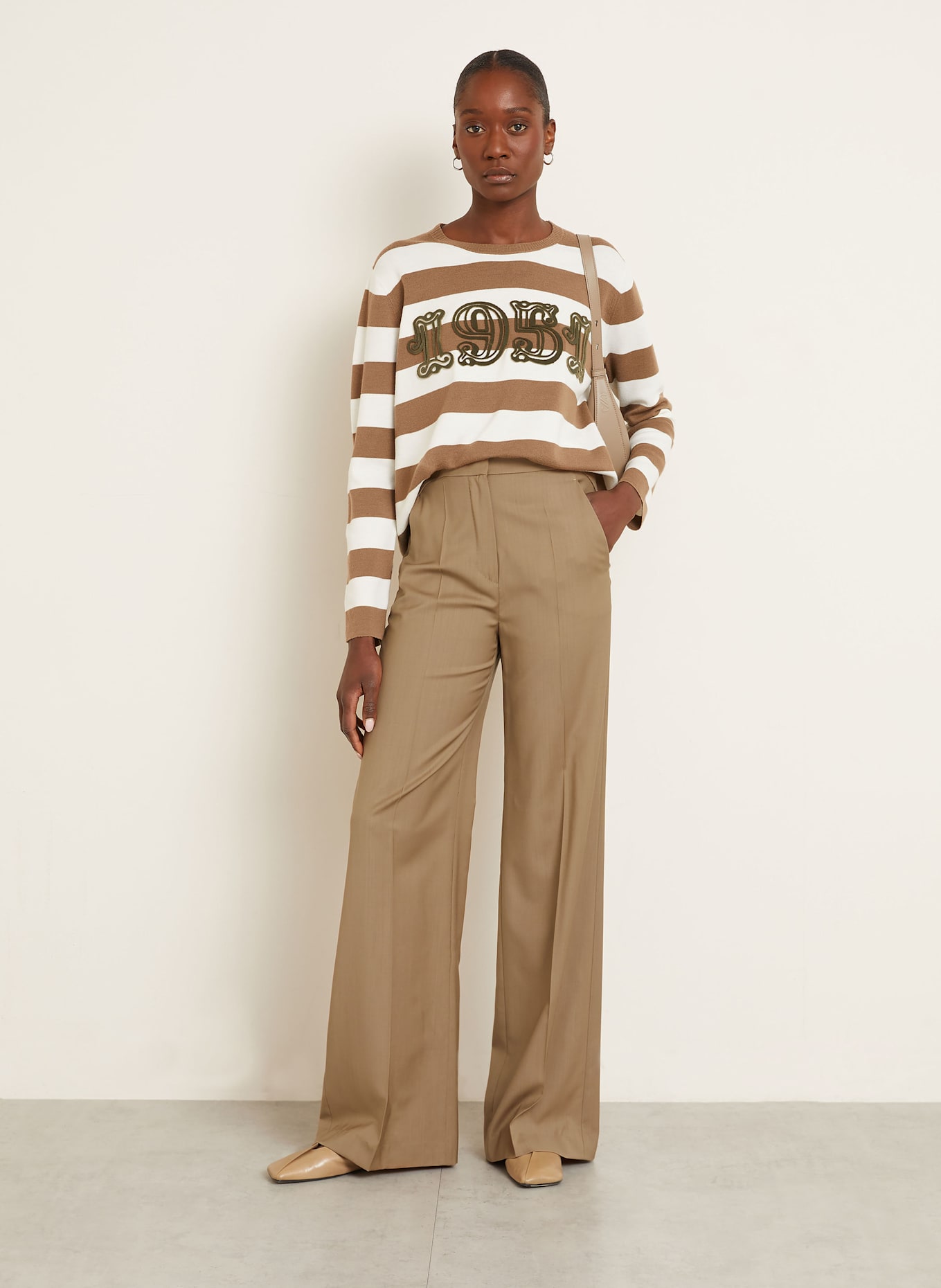 Max Mara FERNET wide leg trousers in light brown