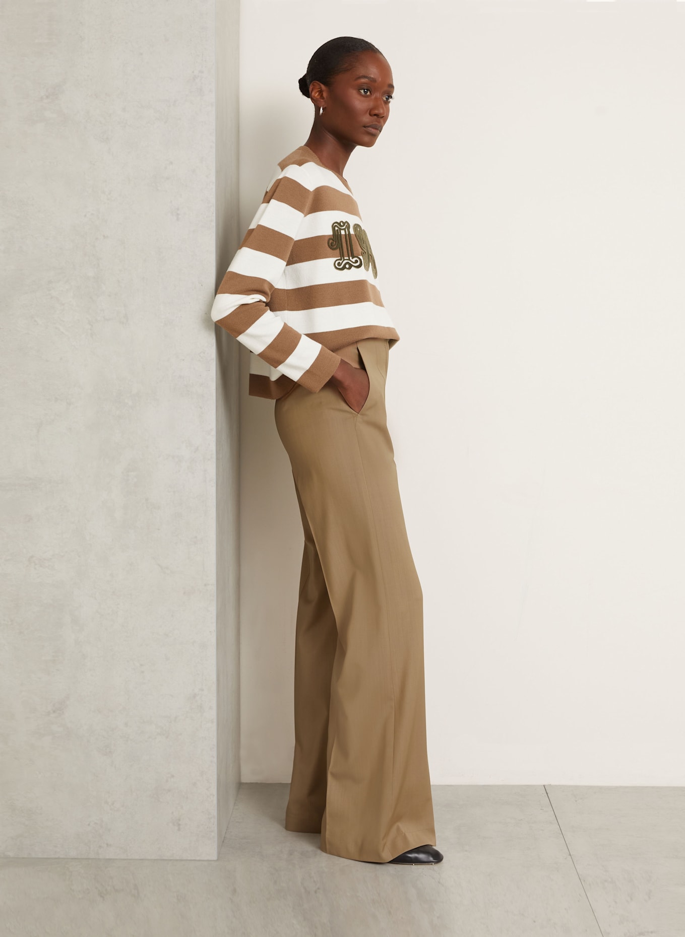 Max Mara FERNET wide leg trousers in light brown