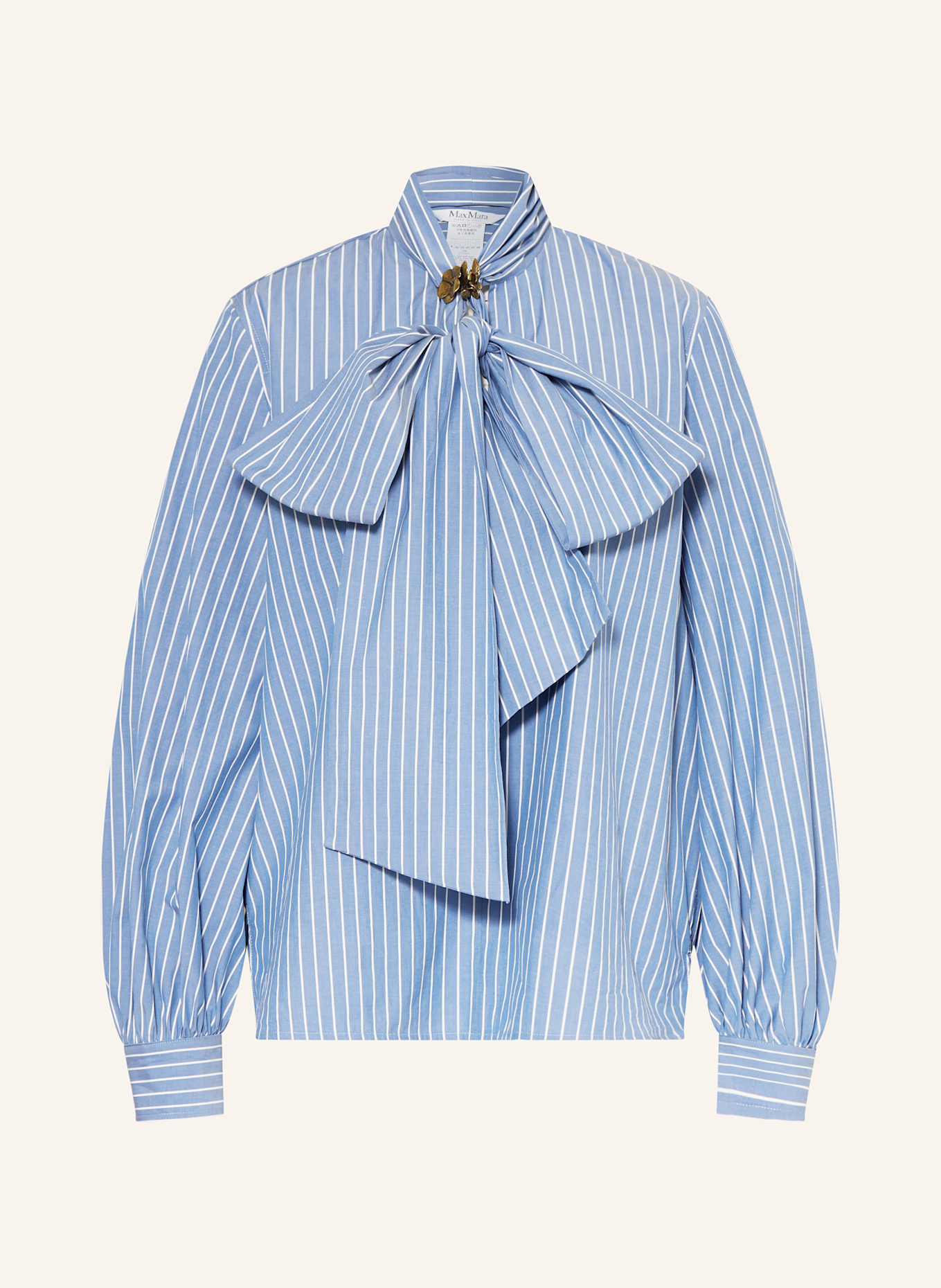 Max Mara Blusenshirt DISCO mit Schluppe: BLAU / WEISS