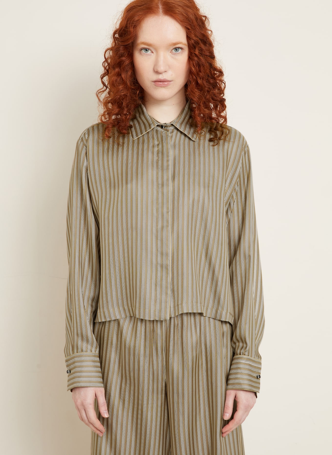 Max Mara Hemdbluse BRAMA aus Seide: BRAUN / ECRU