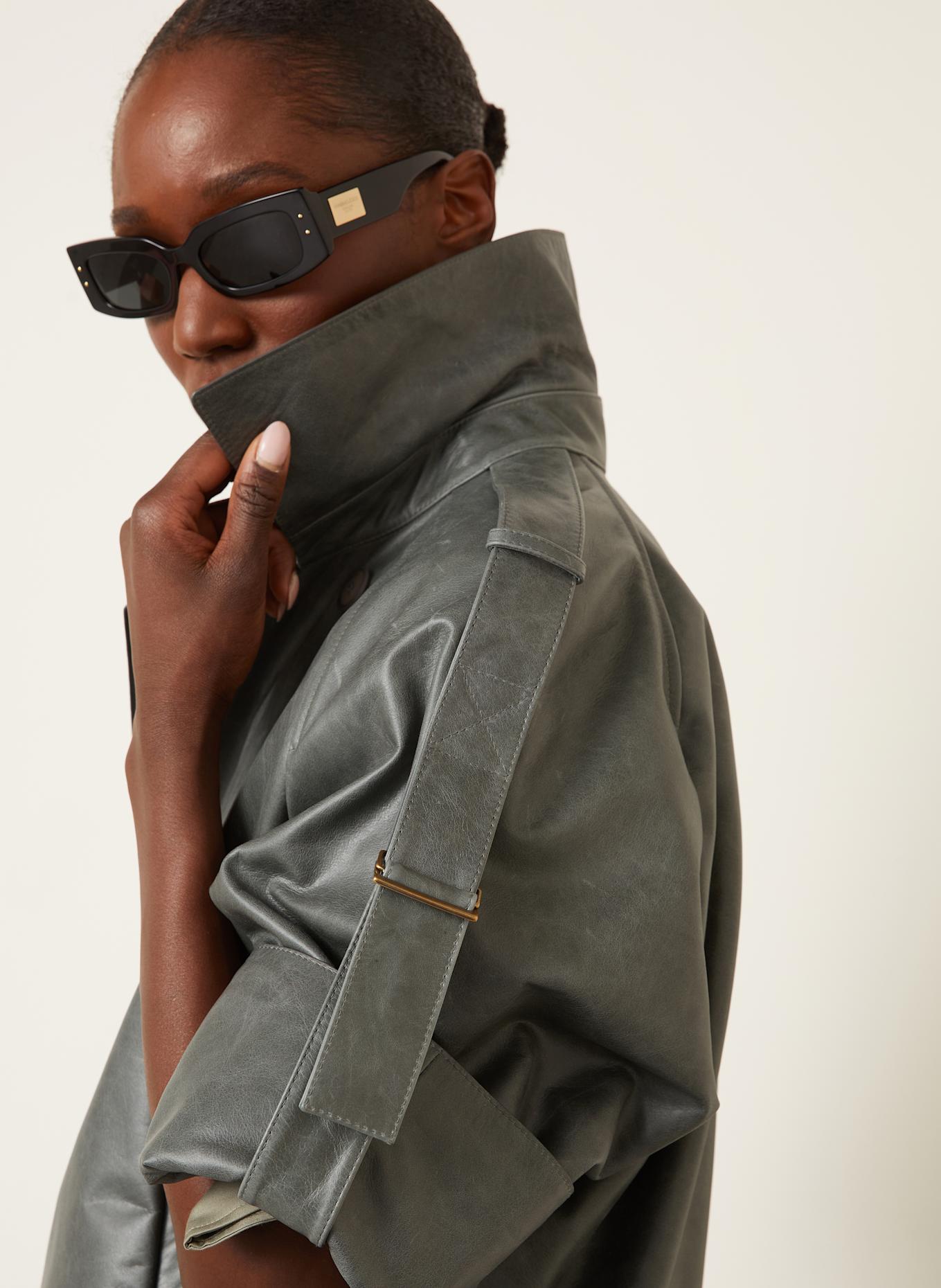 Max Mara Lederjacke TENACE: DUNKELGRÜN