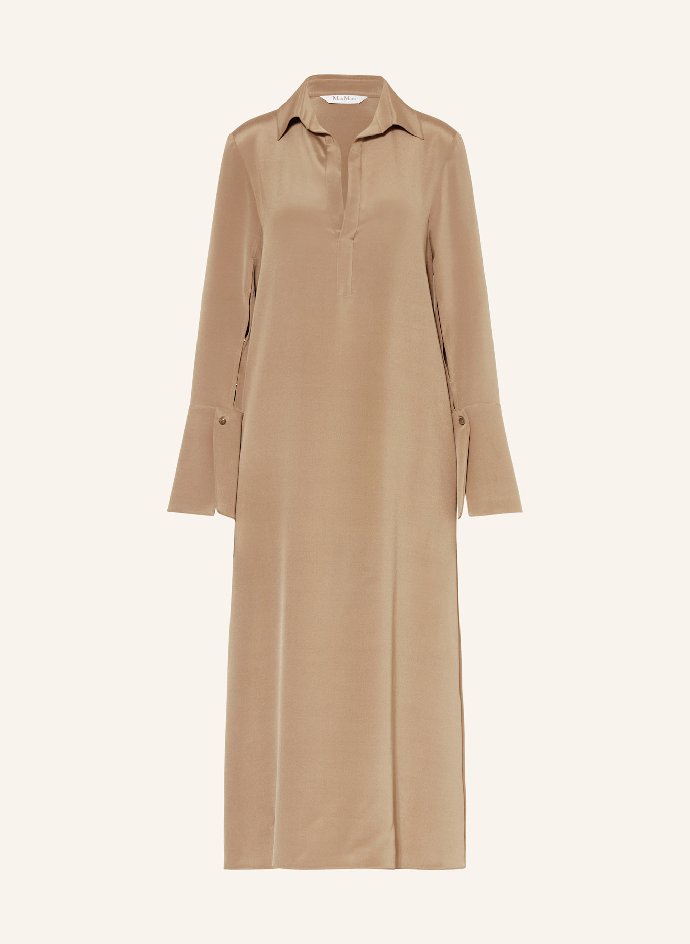 Max Mara OSSOLA silk shirt dress in light brown