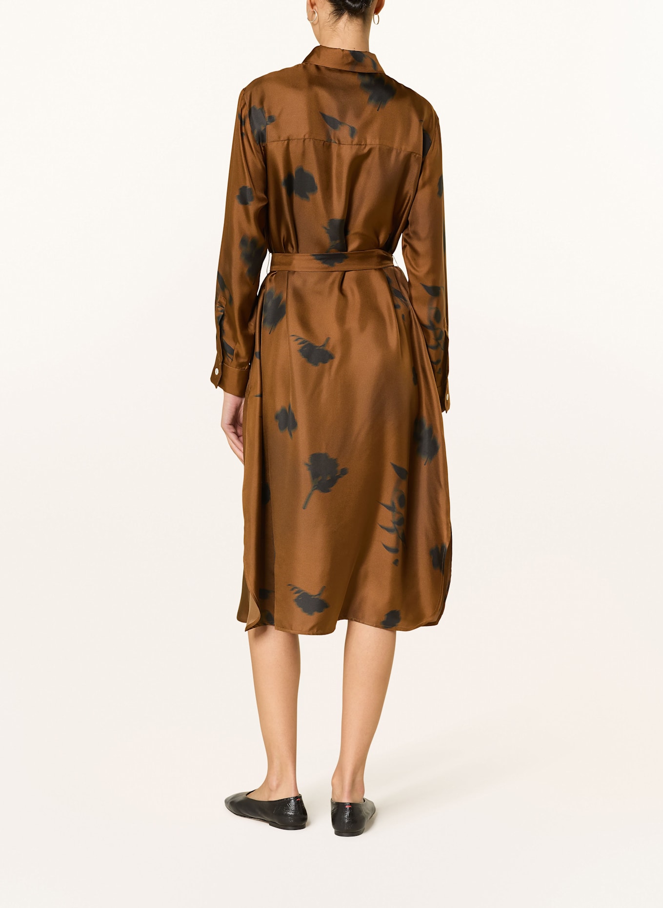 MM Hemdblusenkleid JADI aus Seide: BRAUN / SCHWARZ