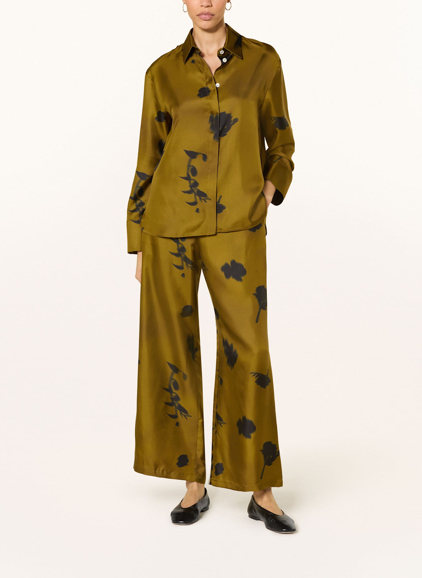 MM Marlenehose HELGA aus Seide: OLIV / SCHWARZ