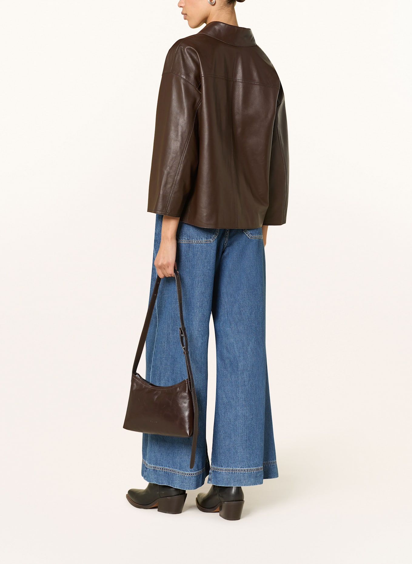 WEEKEND Max Mara Leder-Overjacket STECCA: DUNKELBRAUN