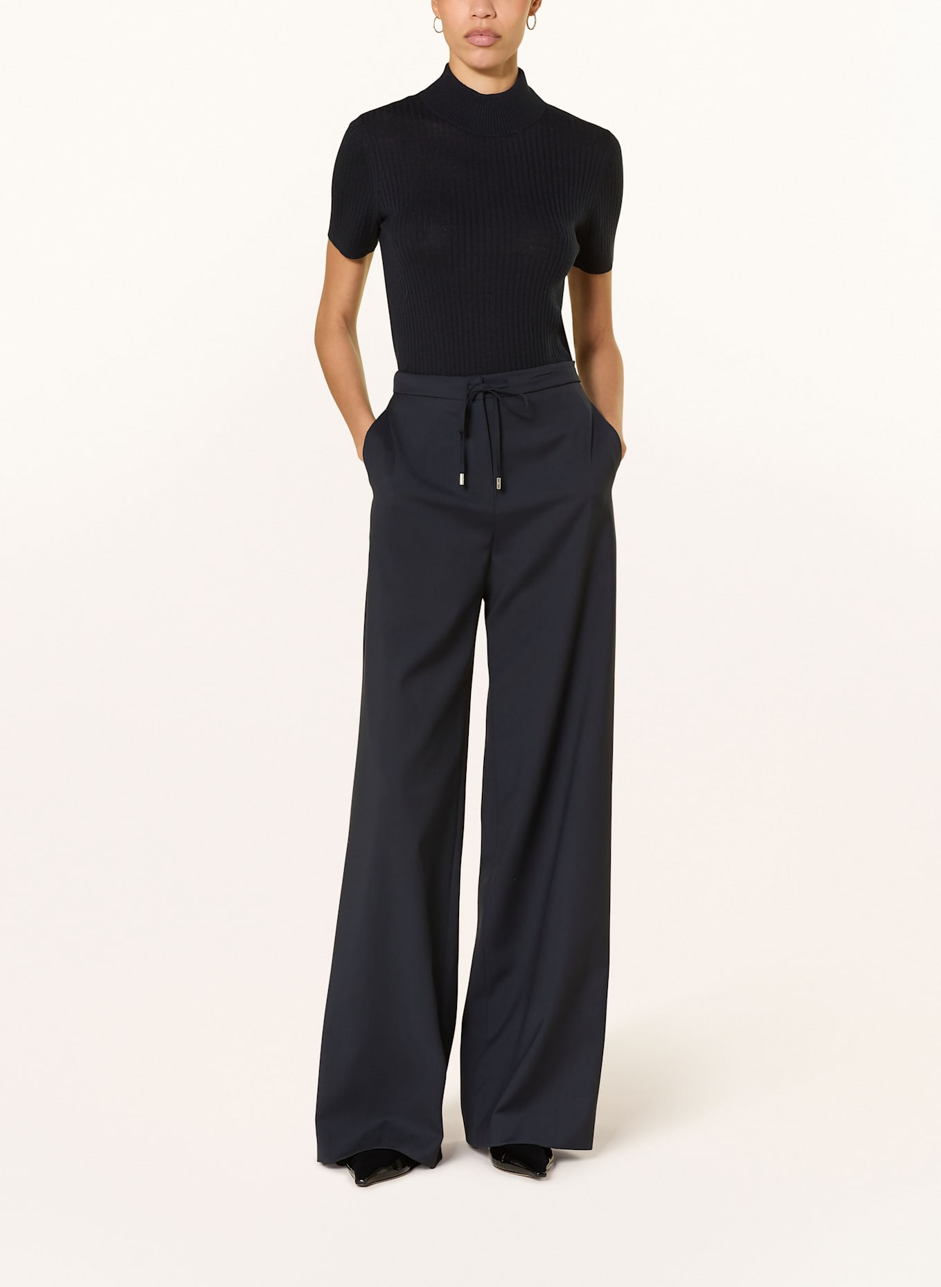 Max Mara STUDIO Knit shirt JANGY with silk: DARK BLUE