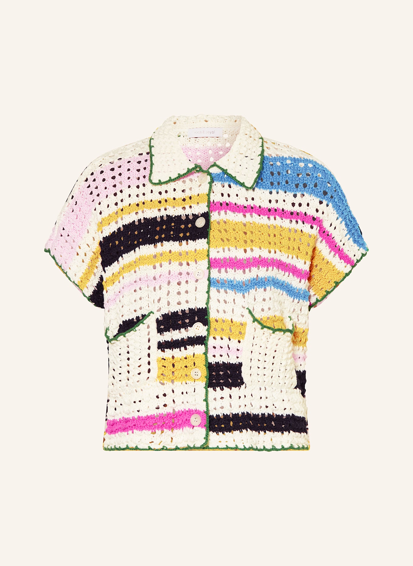 Rich & Royal Cardigan: WHITE / PINK / DARK YELLOW