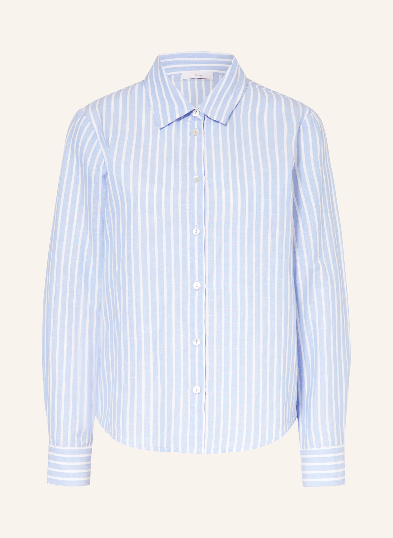 Rich & Royal Sukienka koszulowa z lnem: JASNONIEBIESKI / BIAŁY