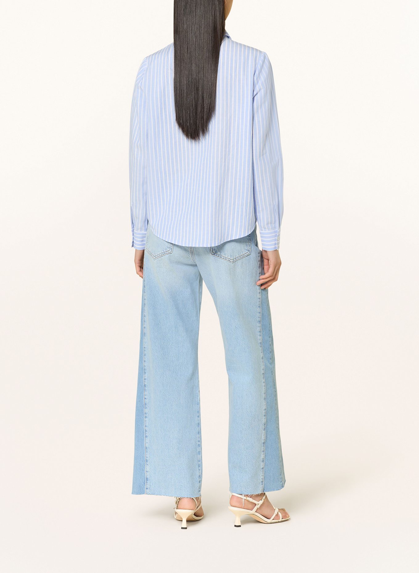 Rich & Royal Sukienka koszulowa z lnem: JASNONIEBIESKI / BIAŁY