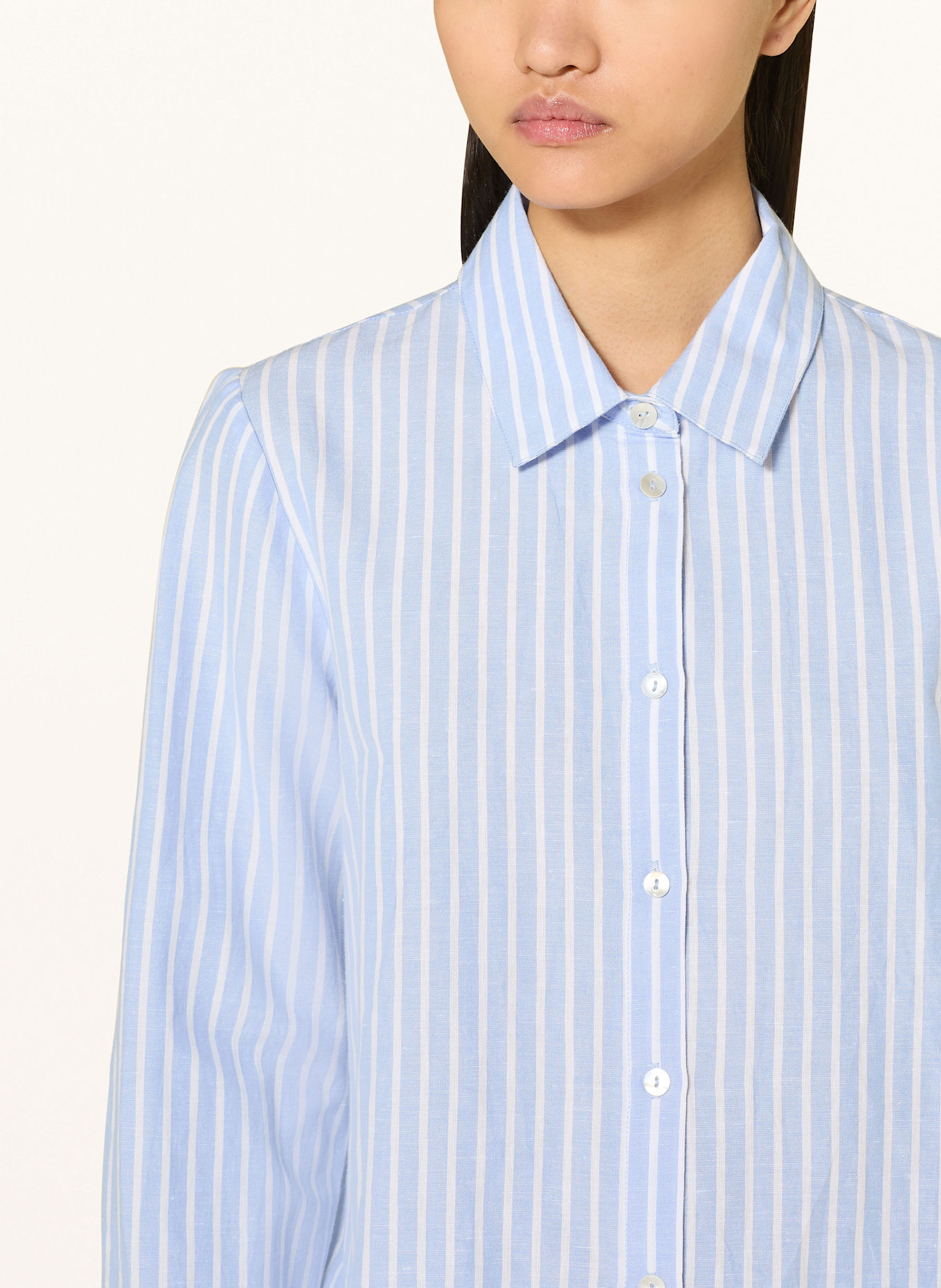 Rich & Royal Sukienka koszulowa z lnem: JASNONIEBIESKI / BIAŁY