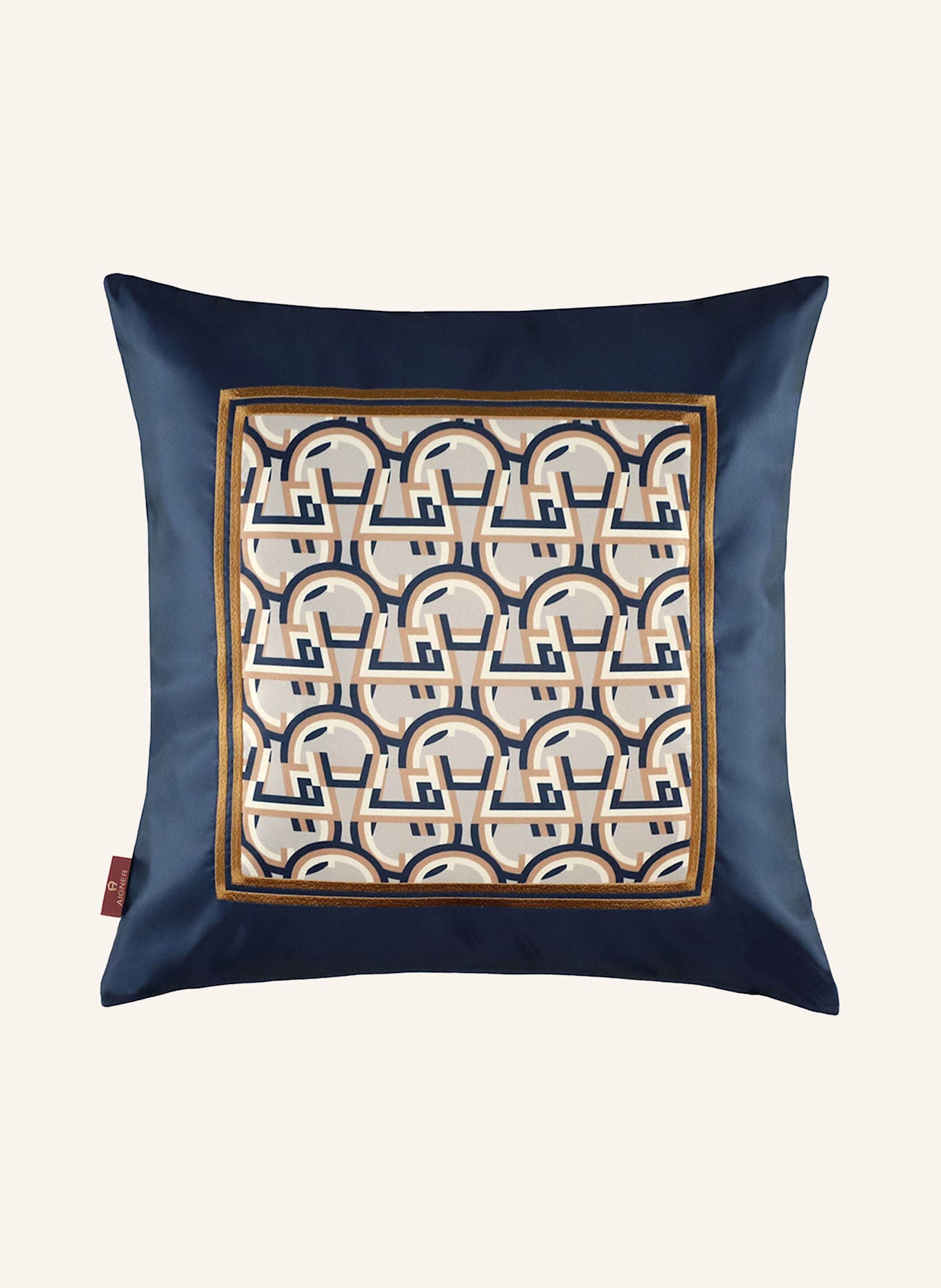 AIGNER Dekokissenhülle A-NENA: DUNKELBLAU / BRAUN / HELLGRAU