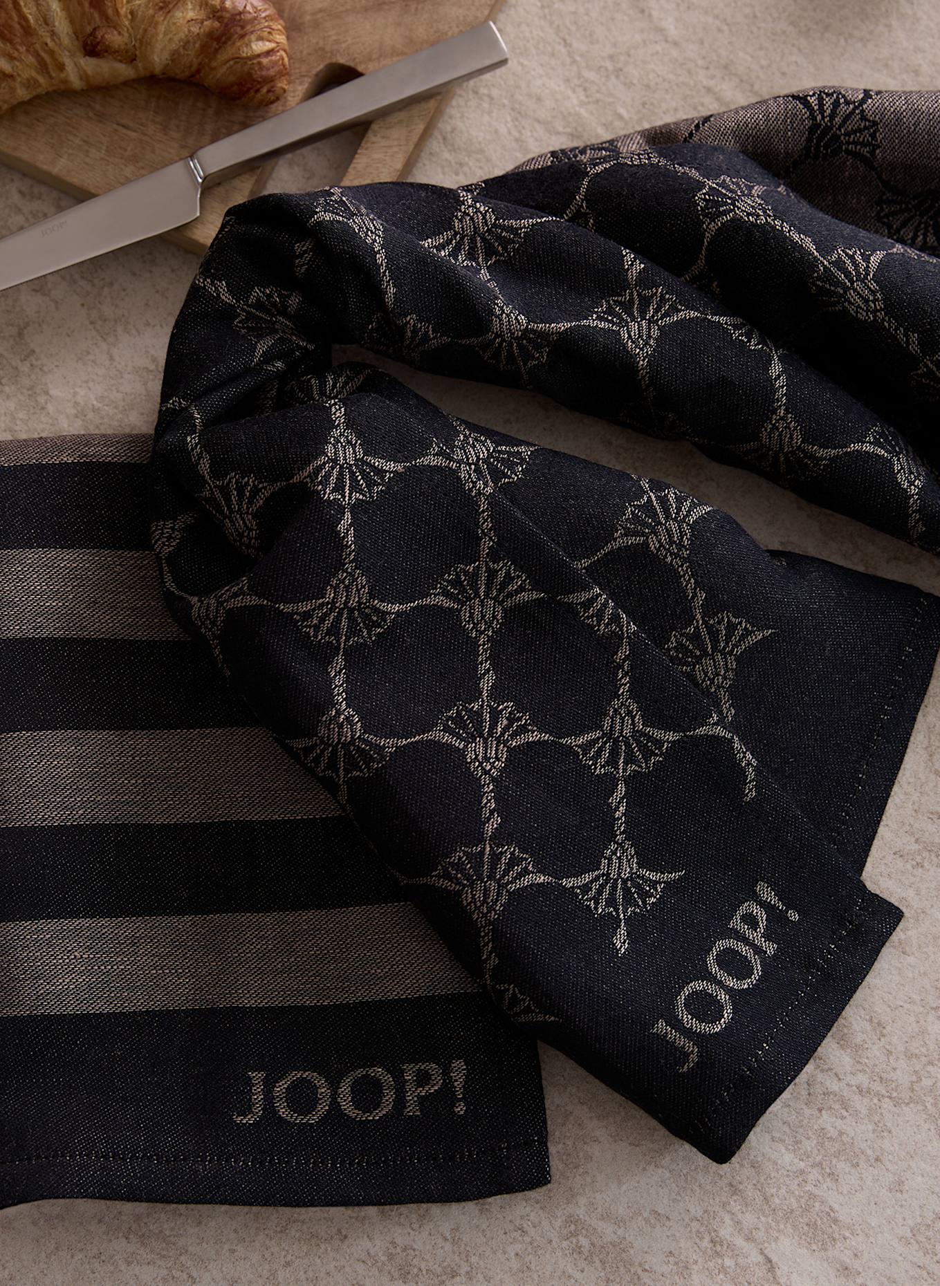 JOOP! Geschirrtuch mit Leinen: SCHWARZ