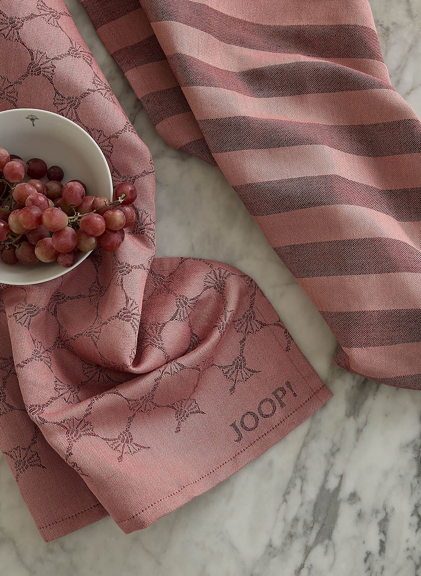 JOOP! Geschirrtuch mit Leinen: HELLROT