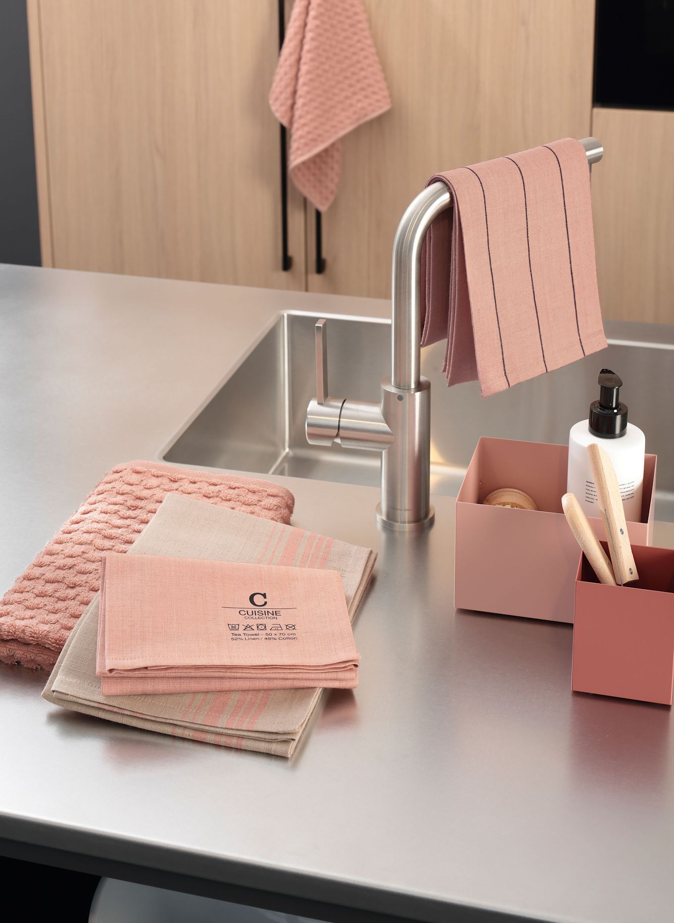 Cawö Torchon CUISINE NATURE avec lin: ROSÉ