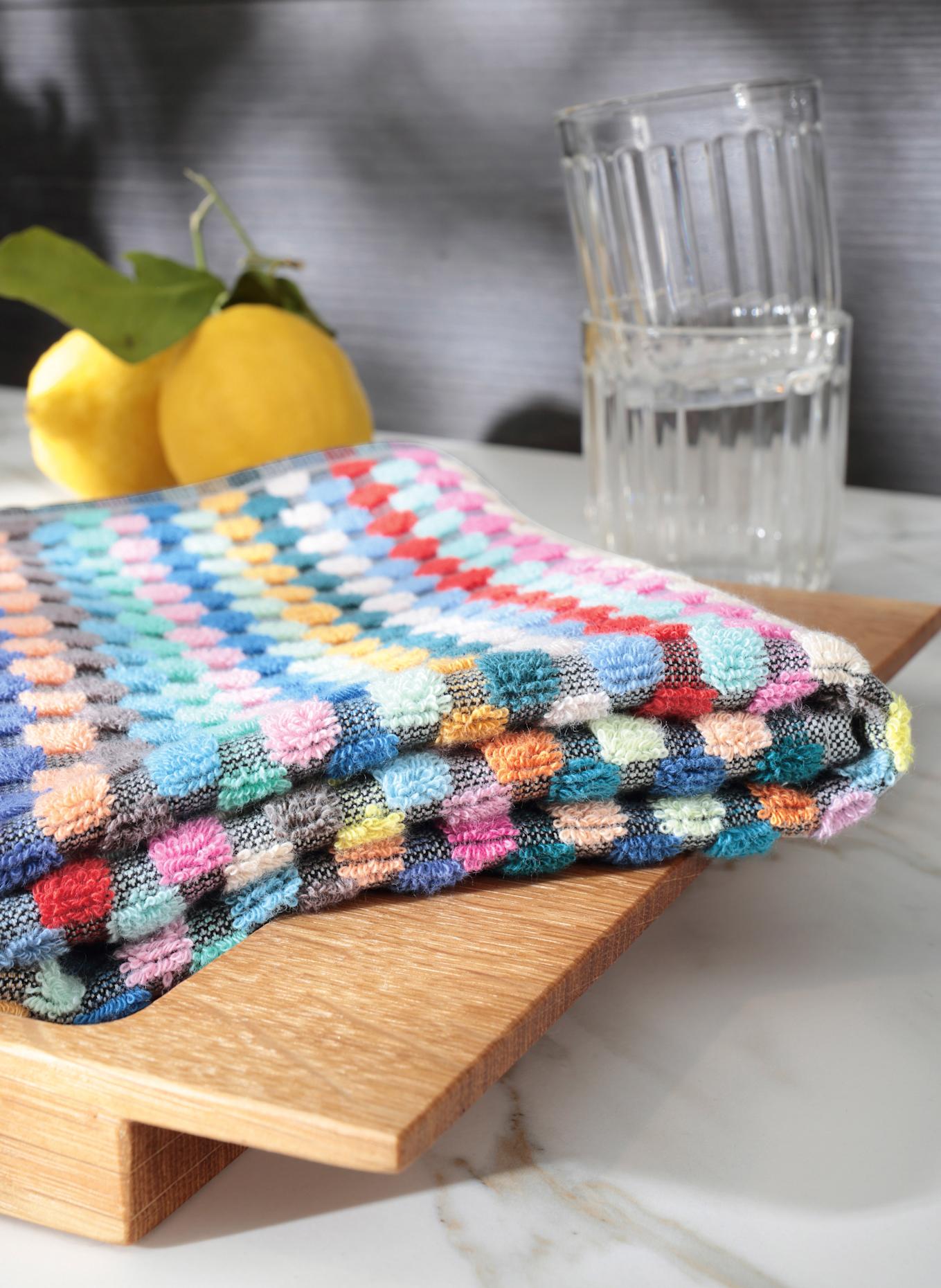 Cawö torchon: GRIS FONCÉ / MENTHE / ROSE FUCHSIA