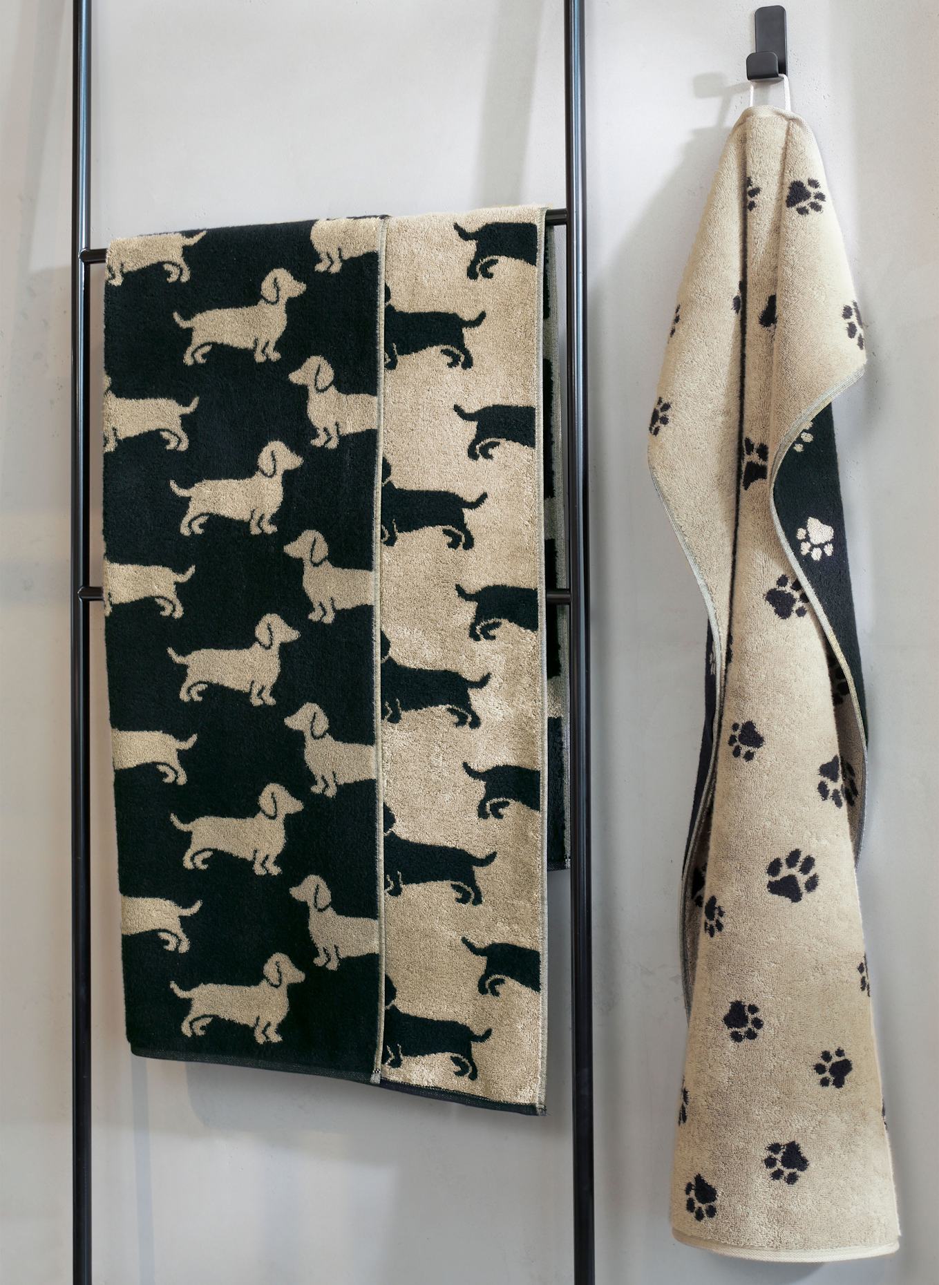 Cawö serviette: NOIR / BEIGE