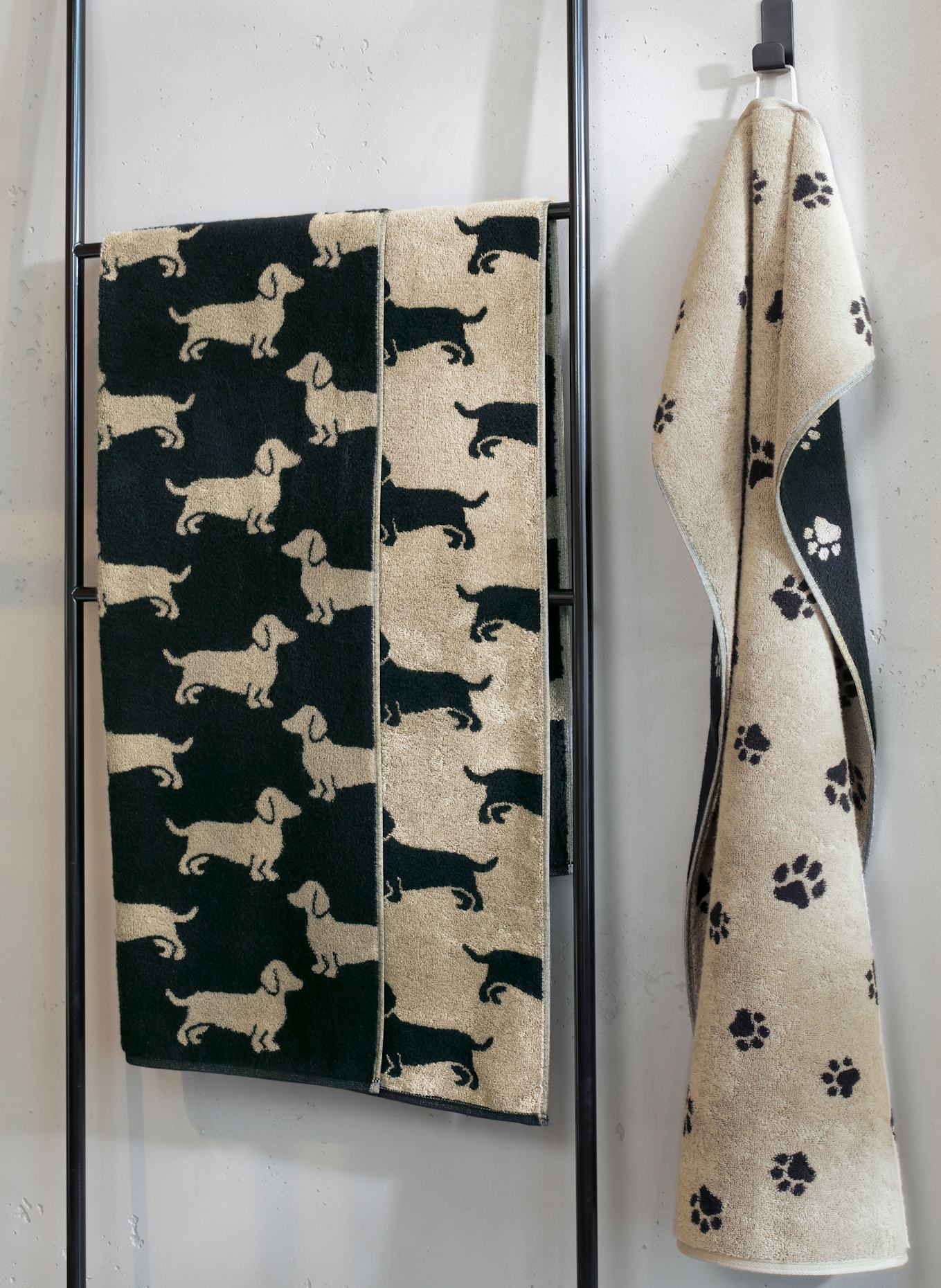 Cawö Handtuch WE LOVE DOGS: SCHWARZ / BEIGE