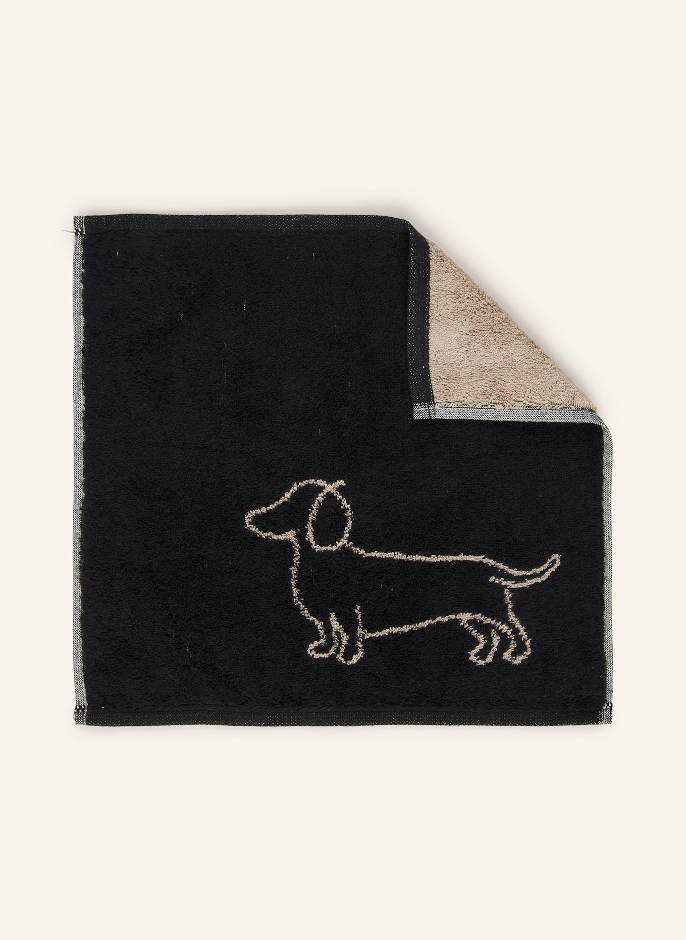 Cawö Lot de 3 gants de toilette WE LOVE DOGS: NOIR / BEIGE