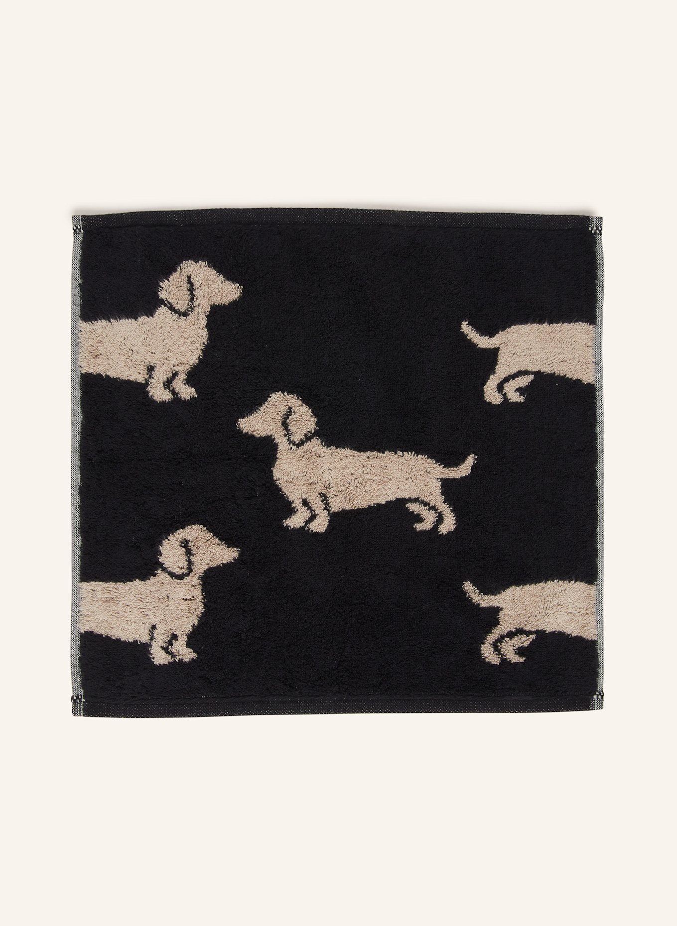 Cawö Lot de 3 gants de toilette WE LOVE DOGS: NOIR / BEIGE