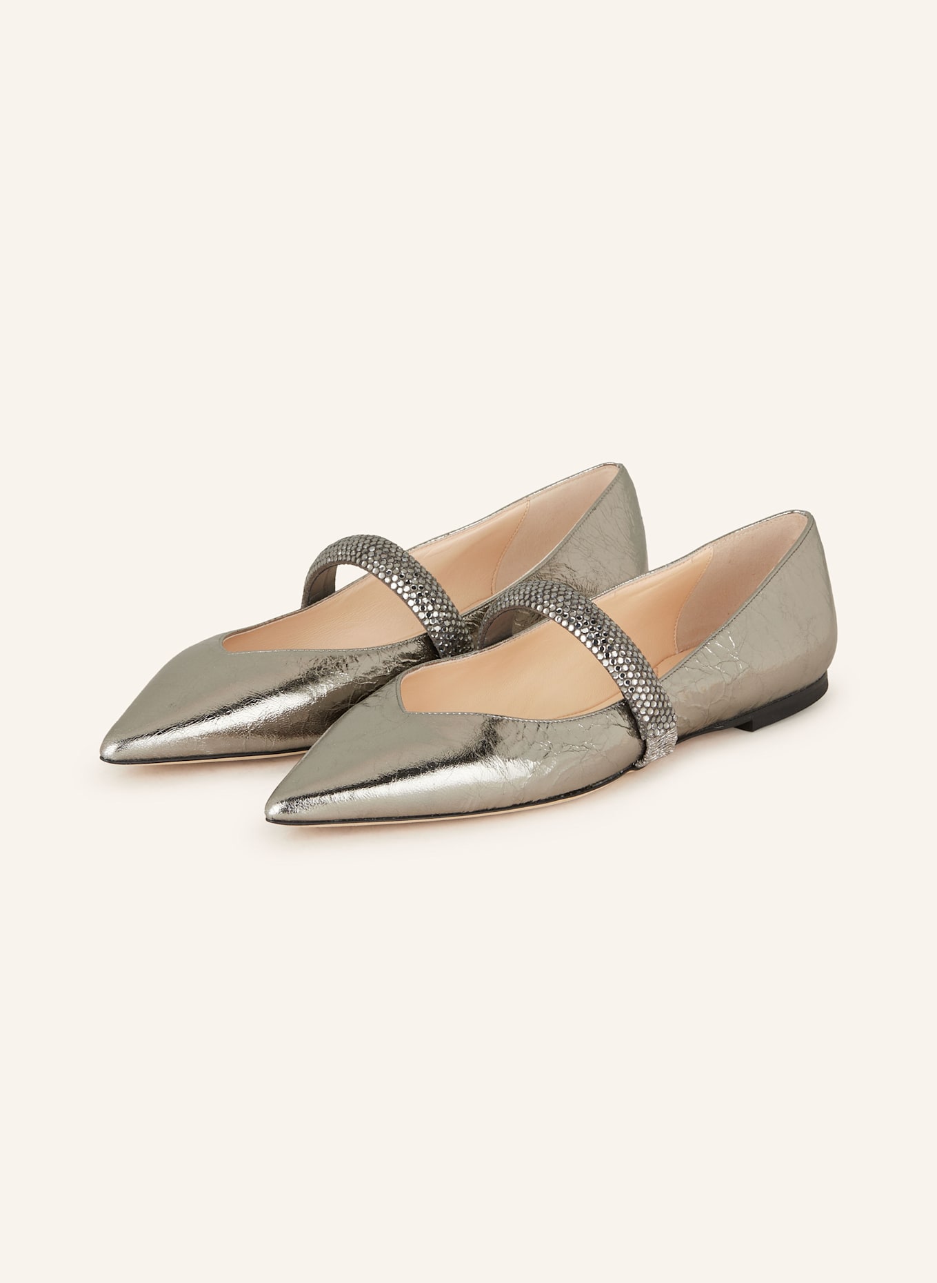PROSPERINE Mary Jane ballet flats with decorative gems: SILVER