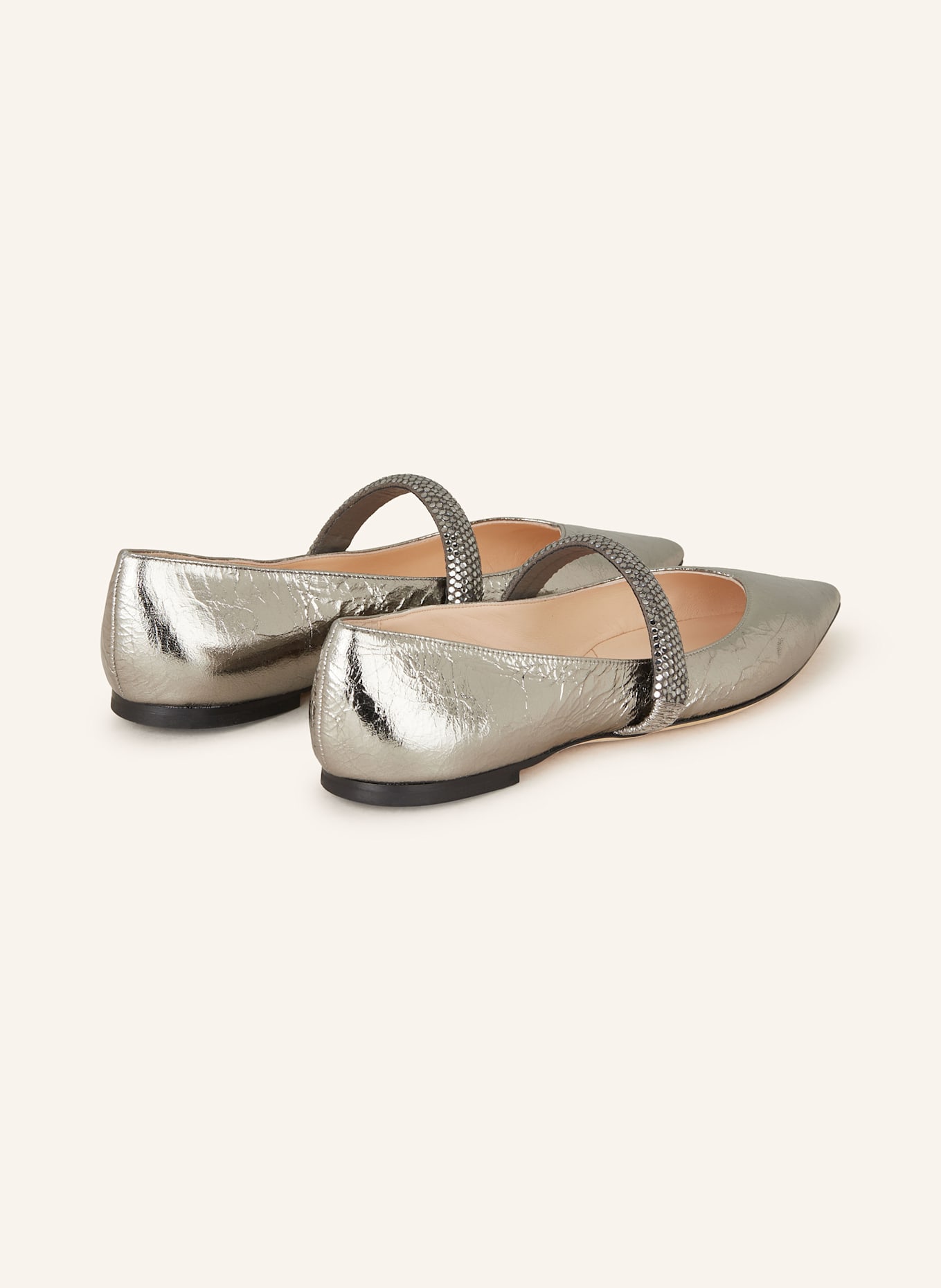 PROSPERINE Mary Jane ballet flats with decorative gems: SILVER