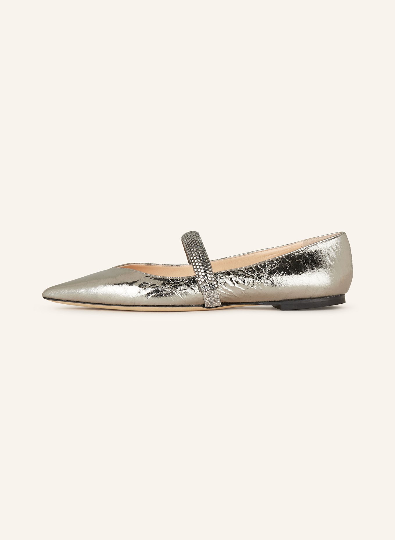 PROSPERINE Mary Jane ballet flats with decorative gems: SILVER