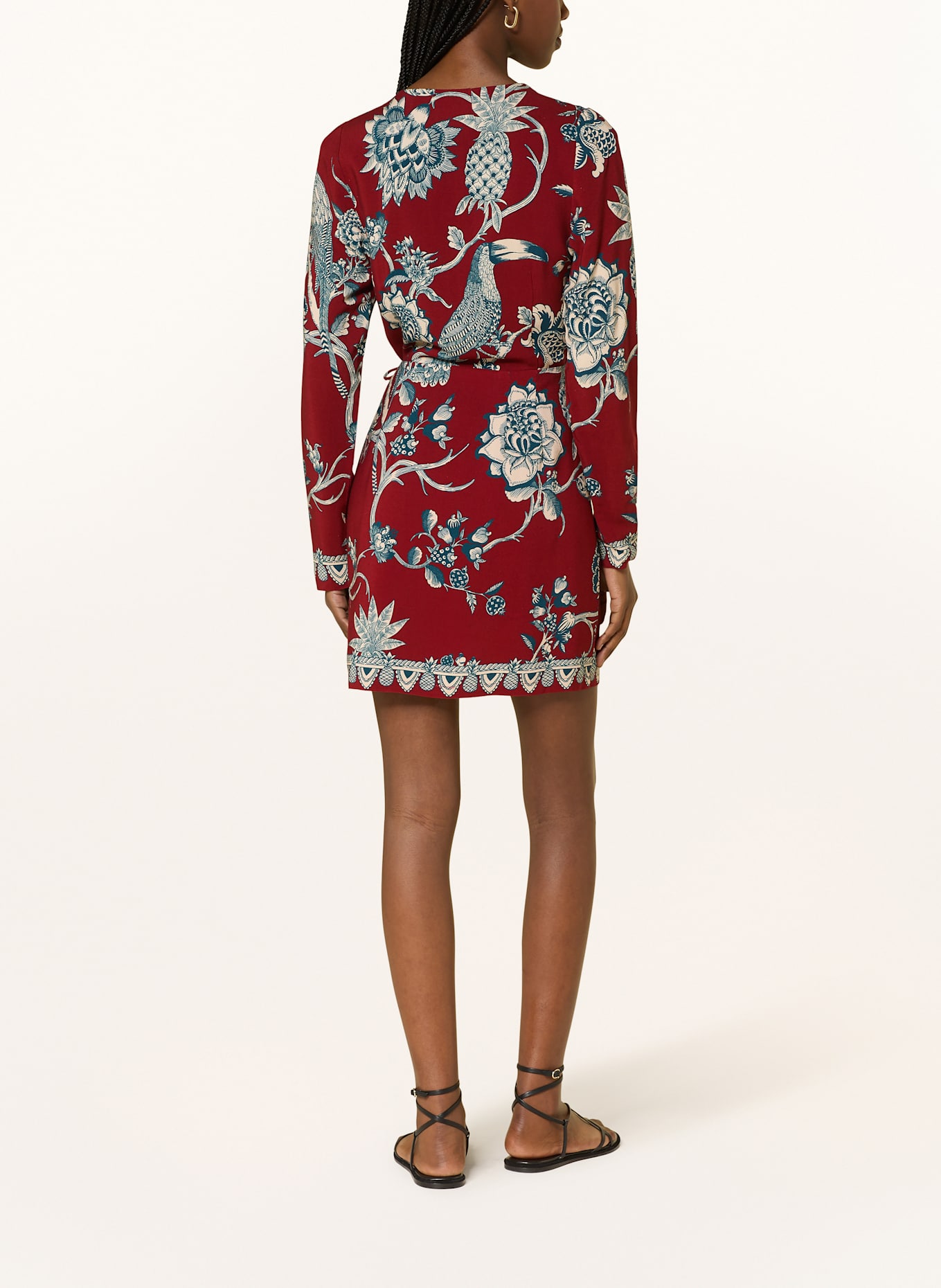 FARM RIO Wrap dress TROPICAL LANDING: DARK RED / DARK BLUE / CREAM