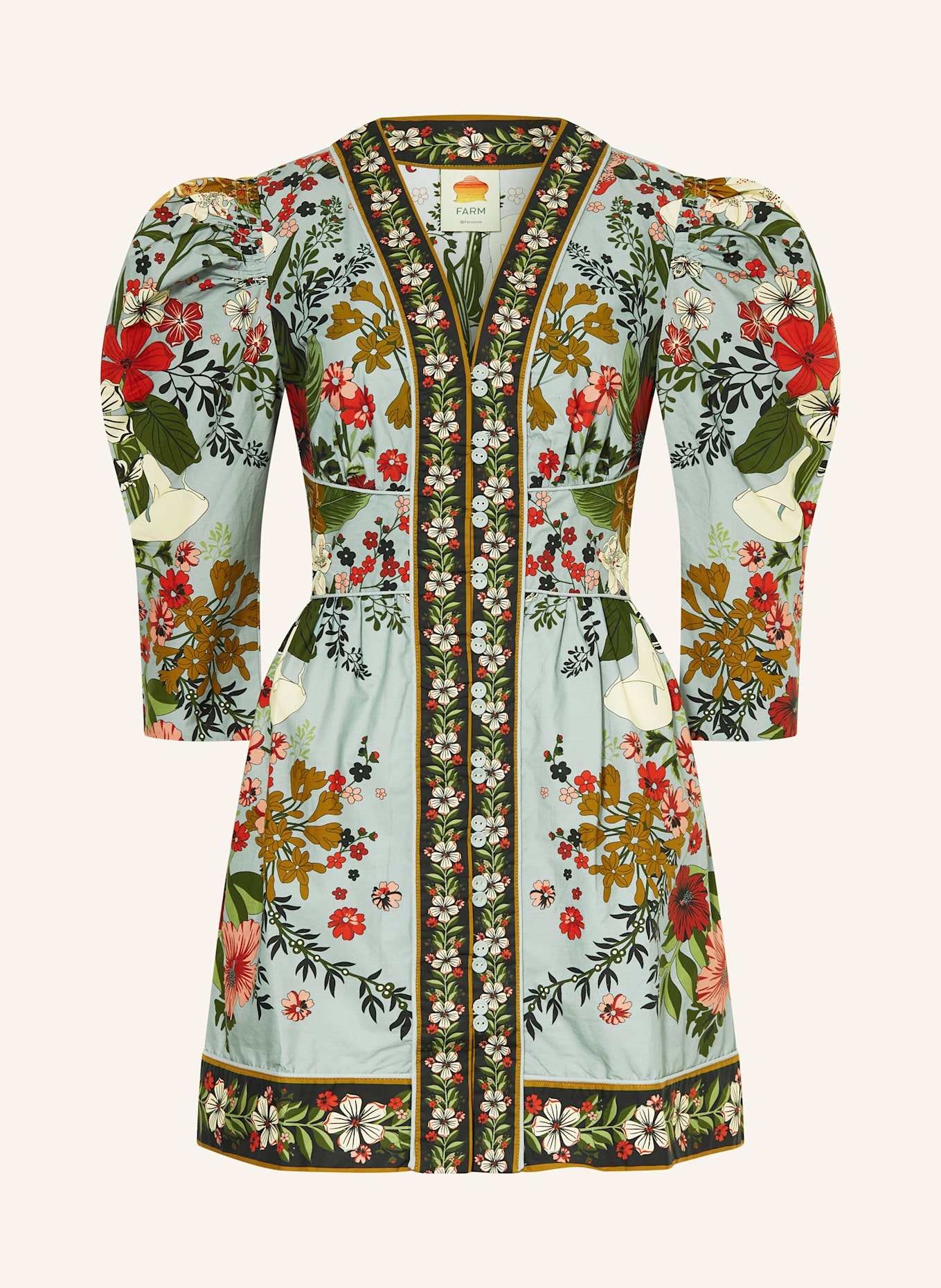 FARM RIO Šaty BEAUTY s 3/4 rukávem: ČERVENÁ / ZELENÁ / MODRÁ