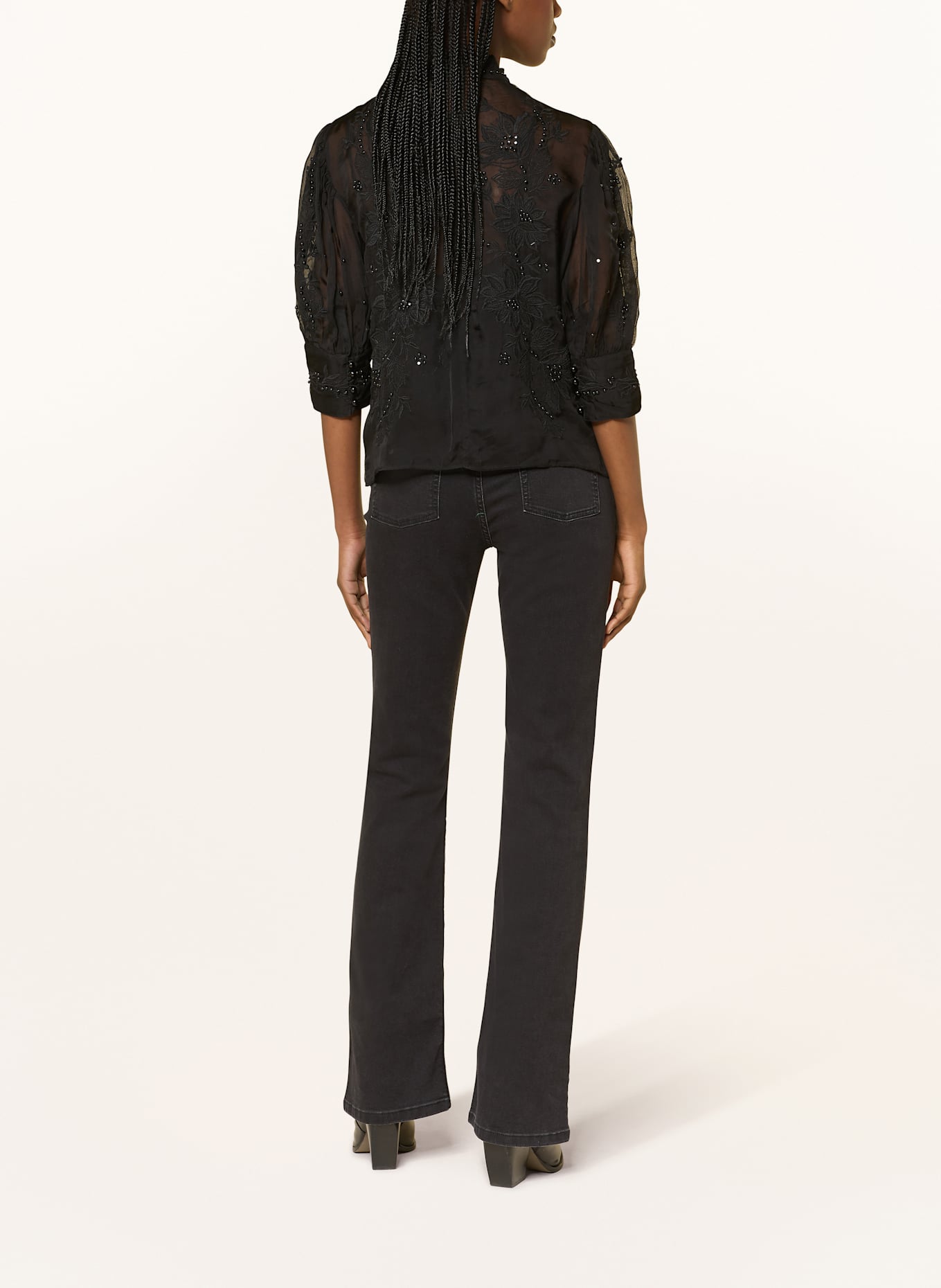 FARM RIO Blusenshirt mit Schmuckperlen: SCHWARZ